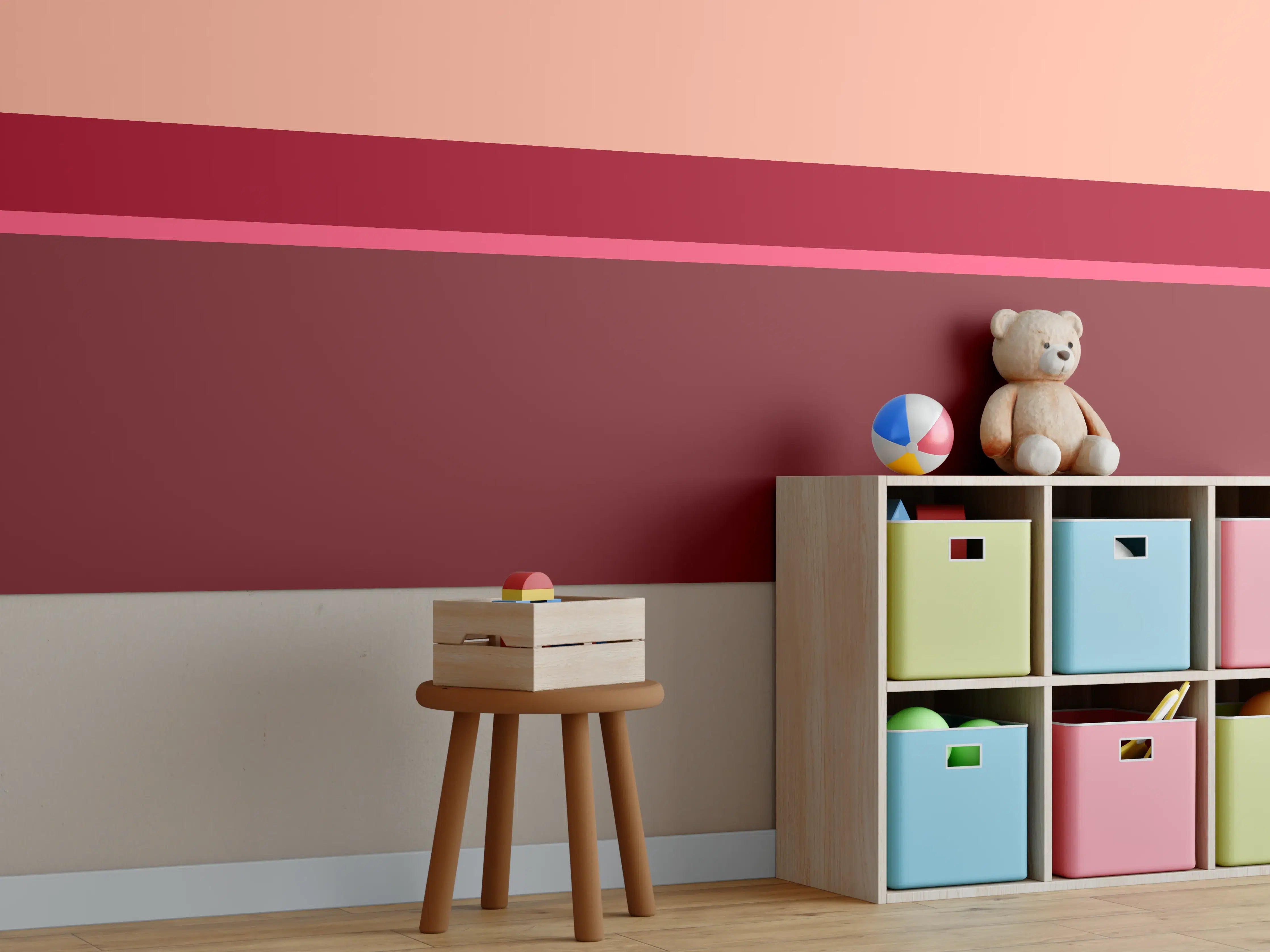 Kinderzimmer Wandgestaltung - The Reds - Horizontal - Cherry