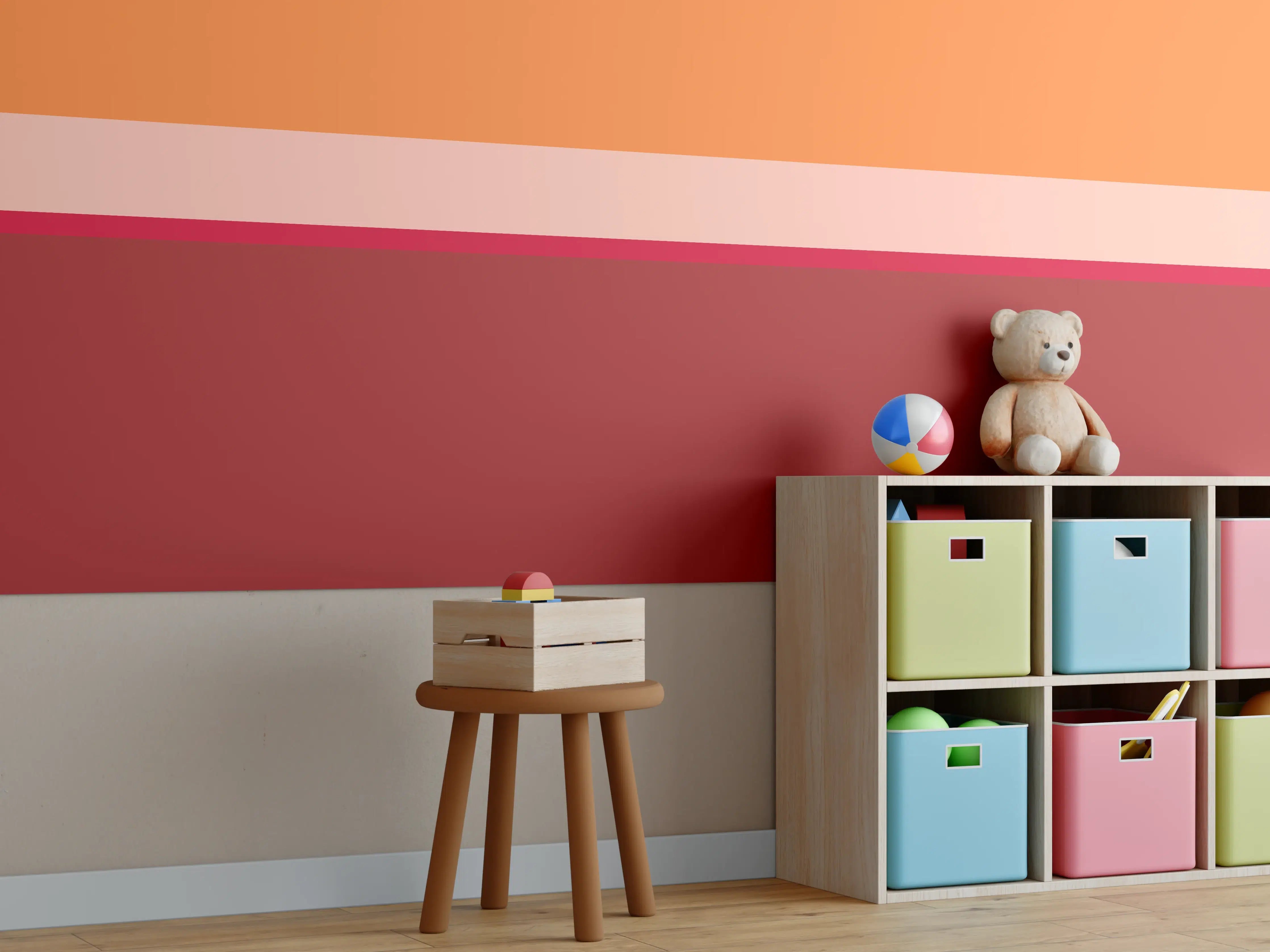 Kinderzimmer Wandgestaltung - The Reds - Horizontal - Sangria