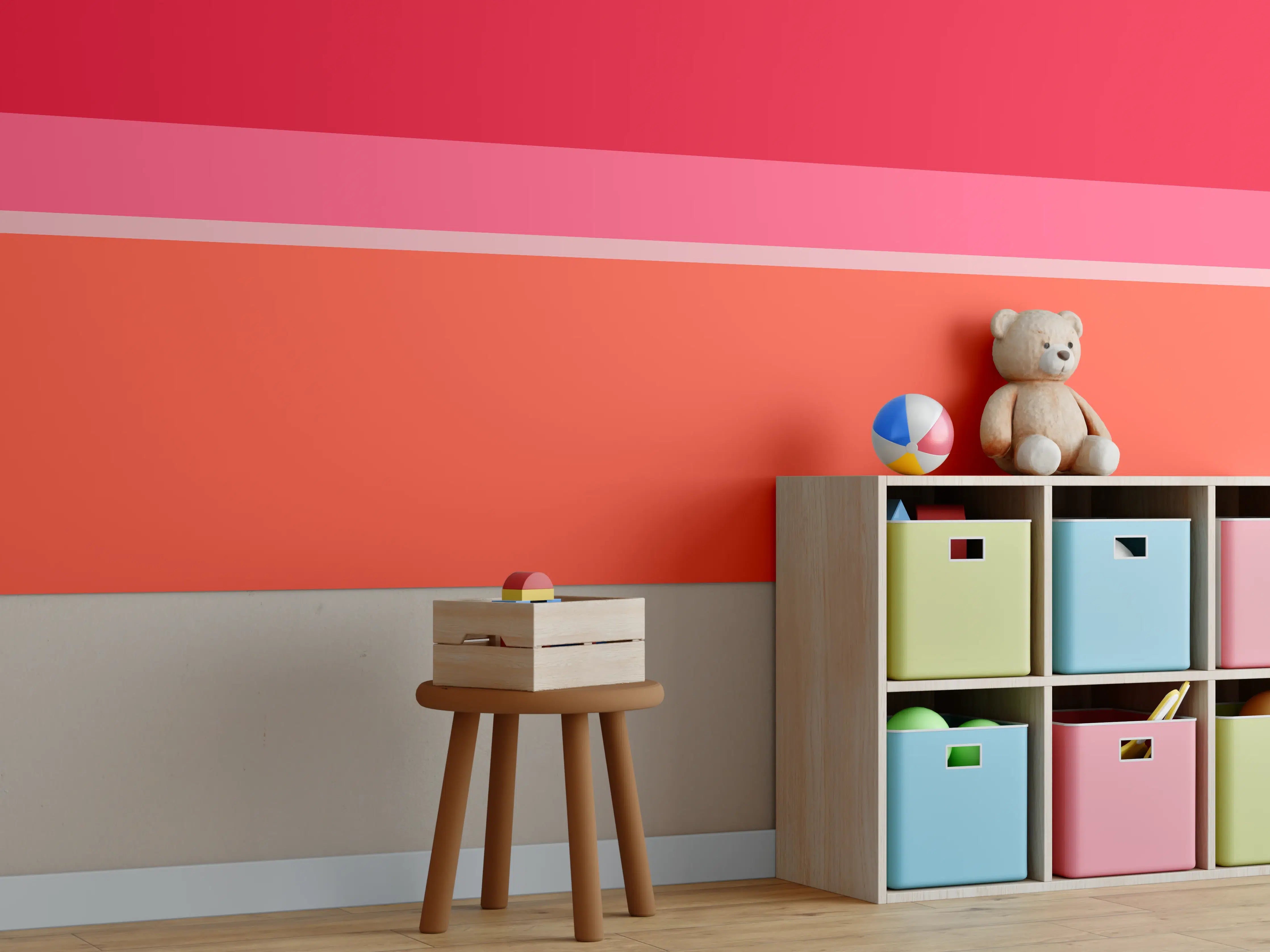 Kinderzimmer Wandgestaltung - The Reds - Horizontal - Strawberry