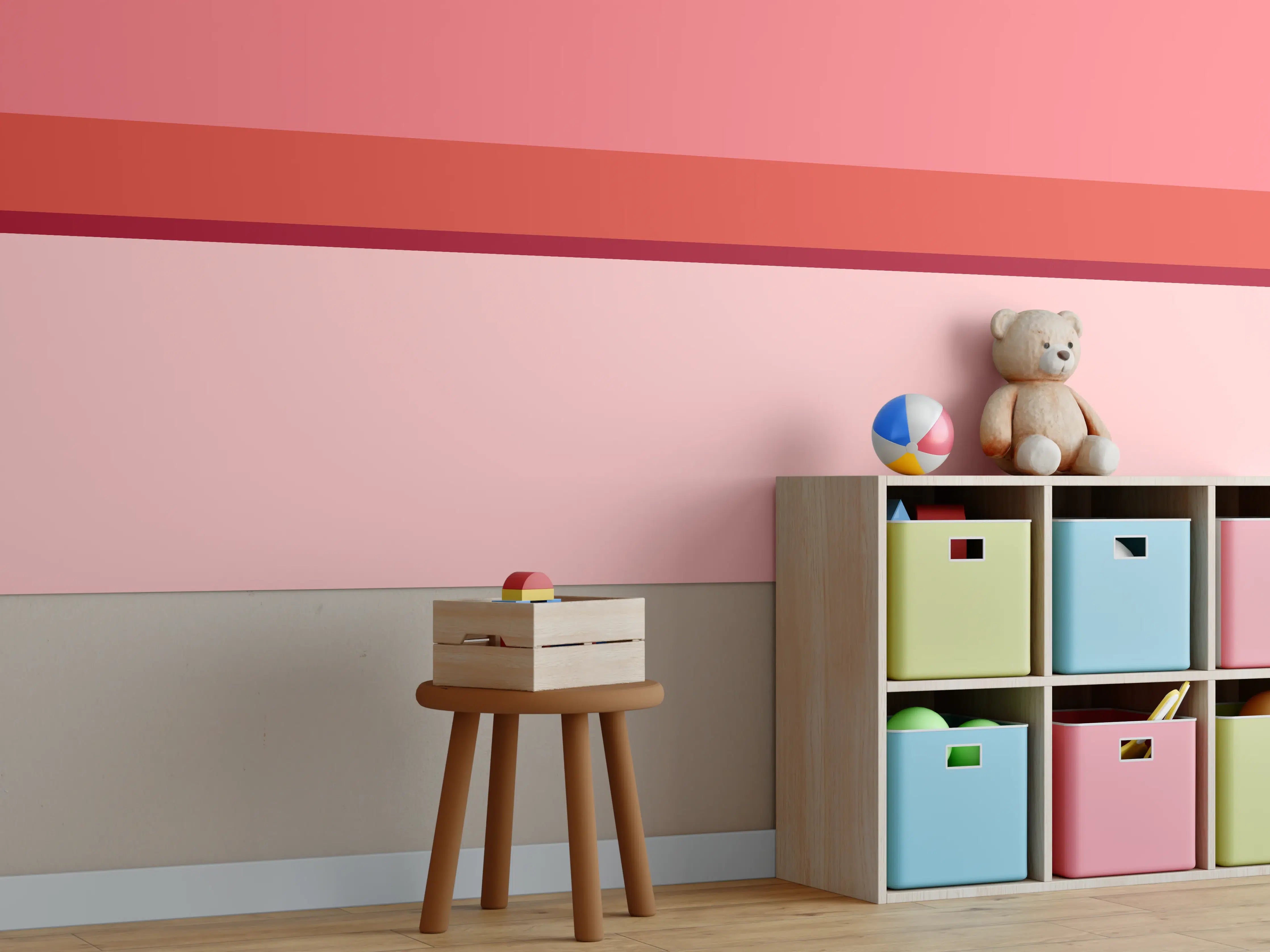 Kinderzimmer Wandgestaltung - The Reds - Horizontal - Tomato