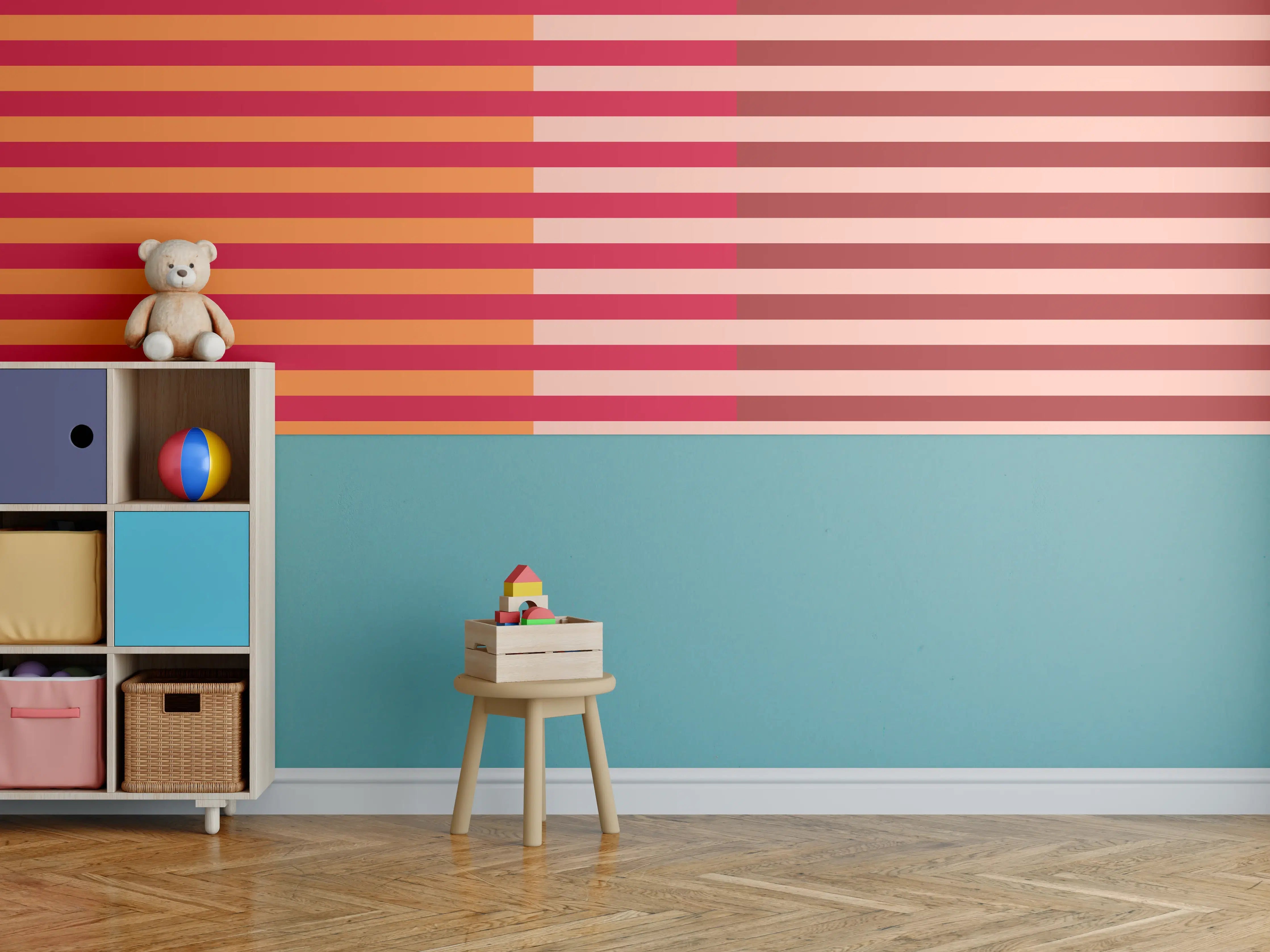 Kinderzimmer Wandgestaltung - The Reds - Multy Stripes - Sangria