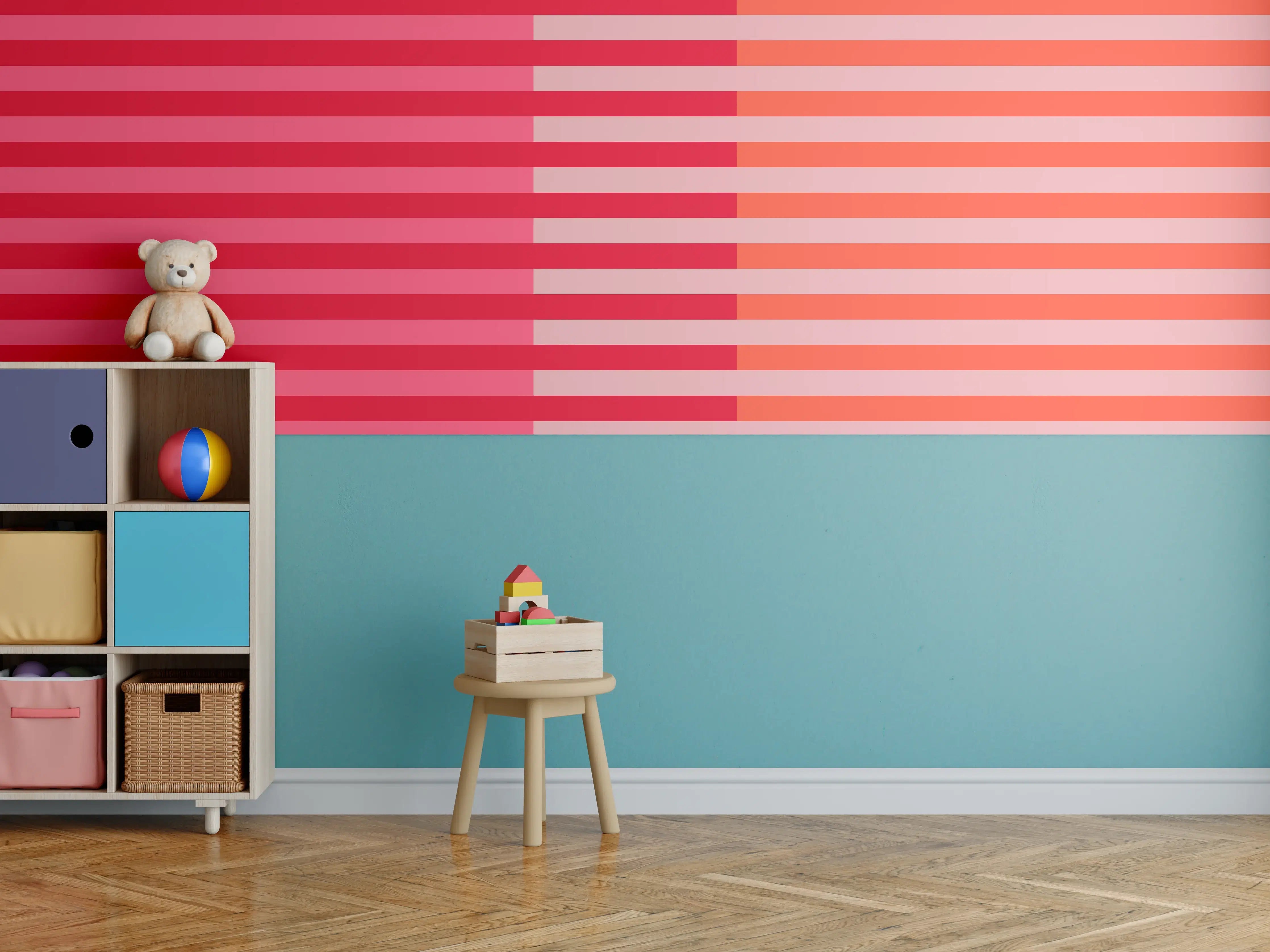 Kinderzimmer Wandgestaltung - The Reds - Multy Stripes - Strawberry