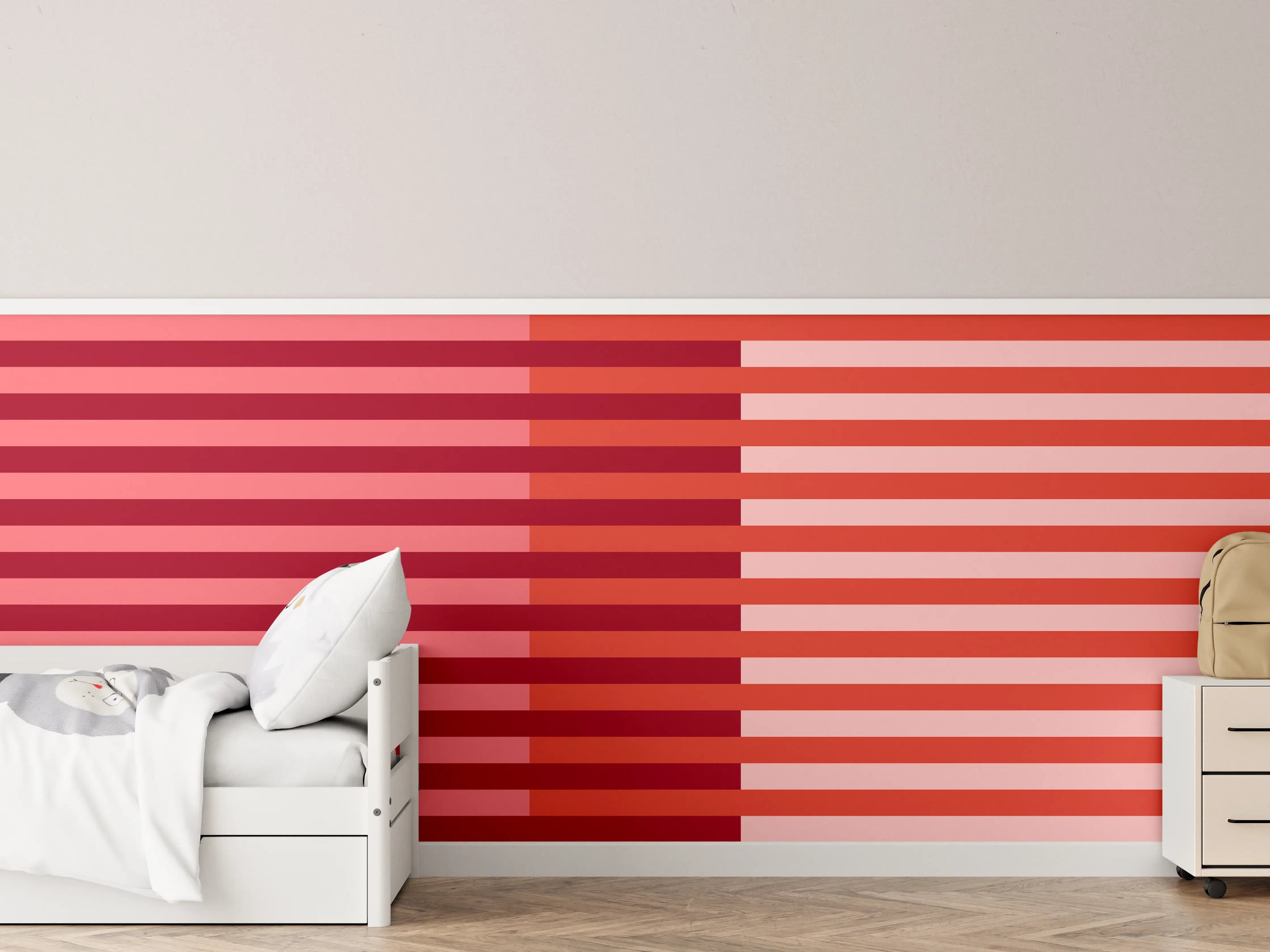 Kinderzimmer Wandgestaltung - The Reds - Multy Stripes - Tomato
