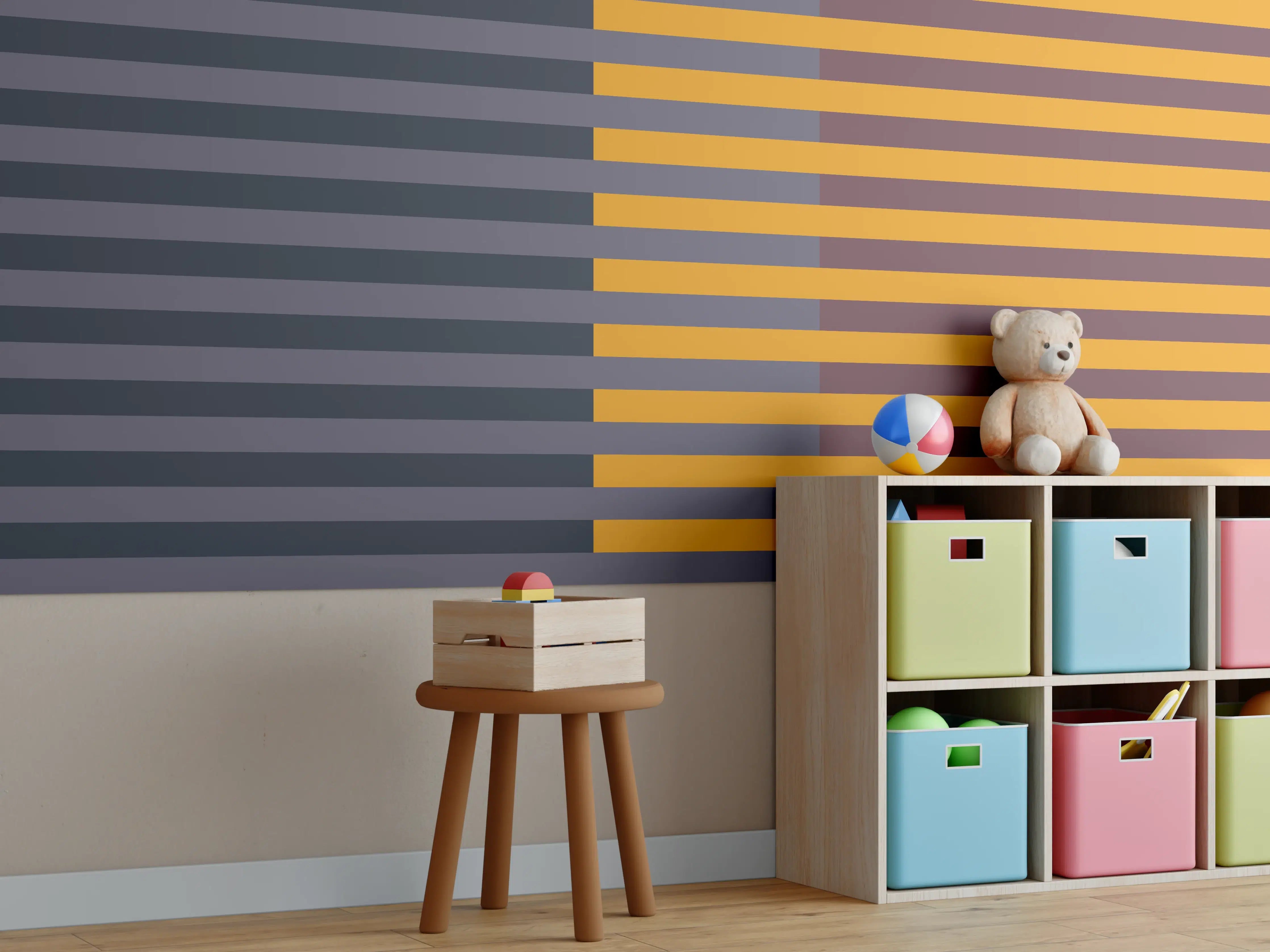 Kinderzimmer Wandgestaltung - The Retros - Multy Stripes - Cersai