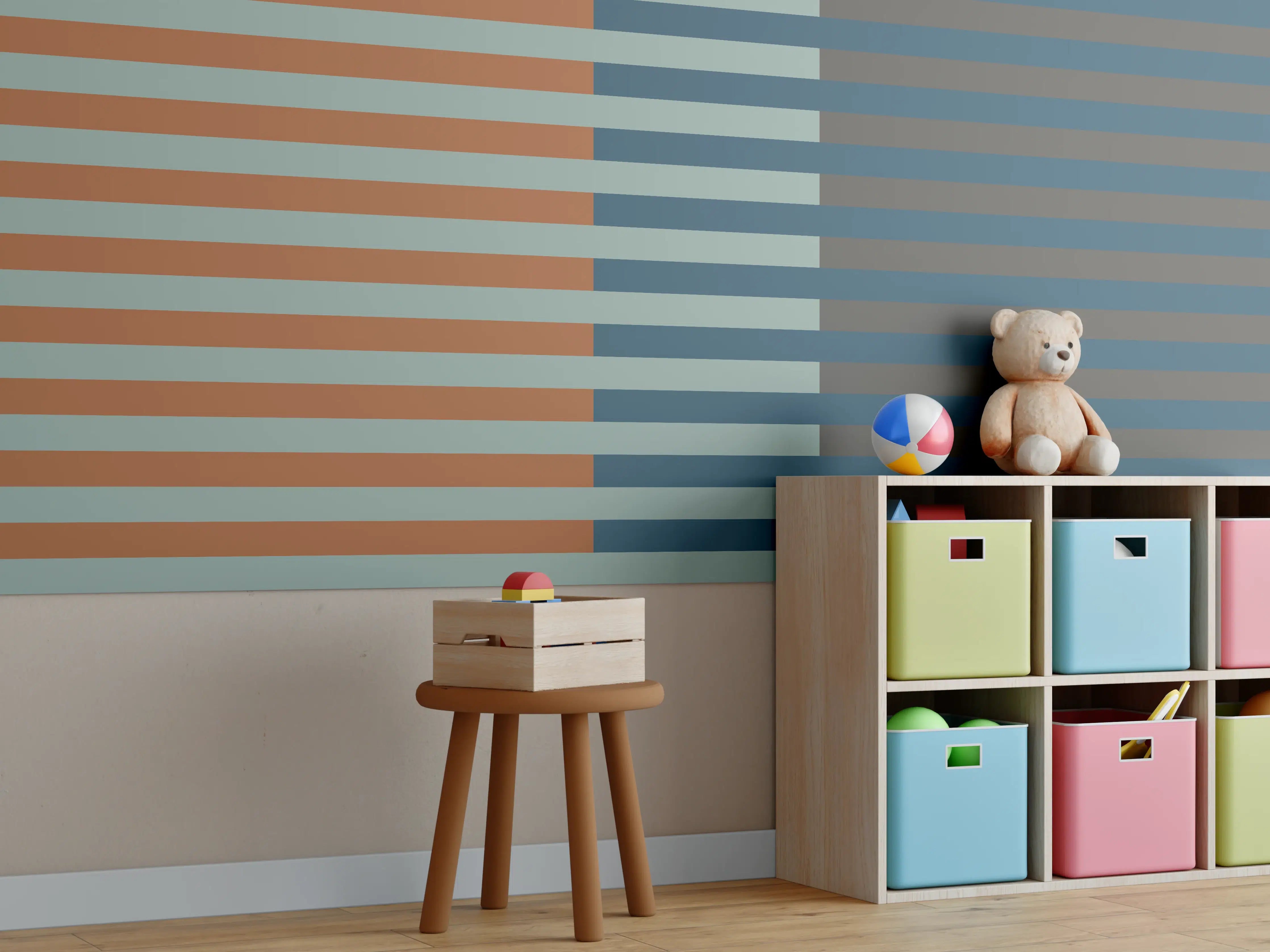 Kinderzimmer Wandgestaltung - The Retros - Multy Stripes - Jon