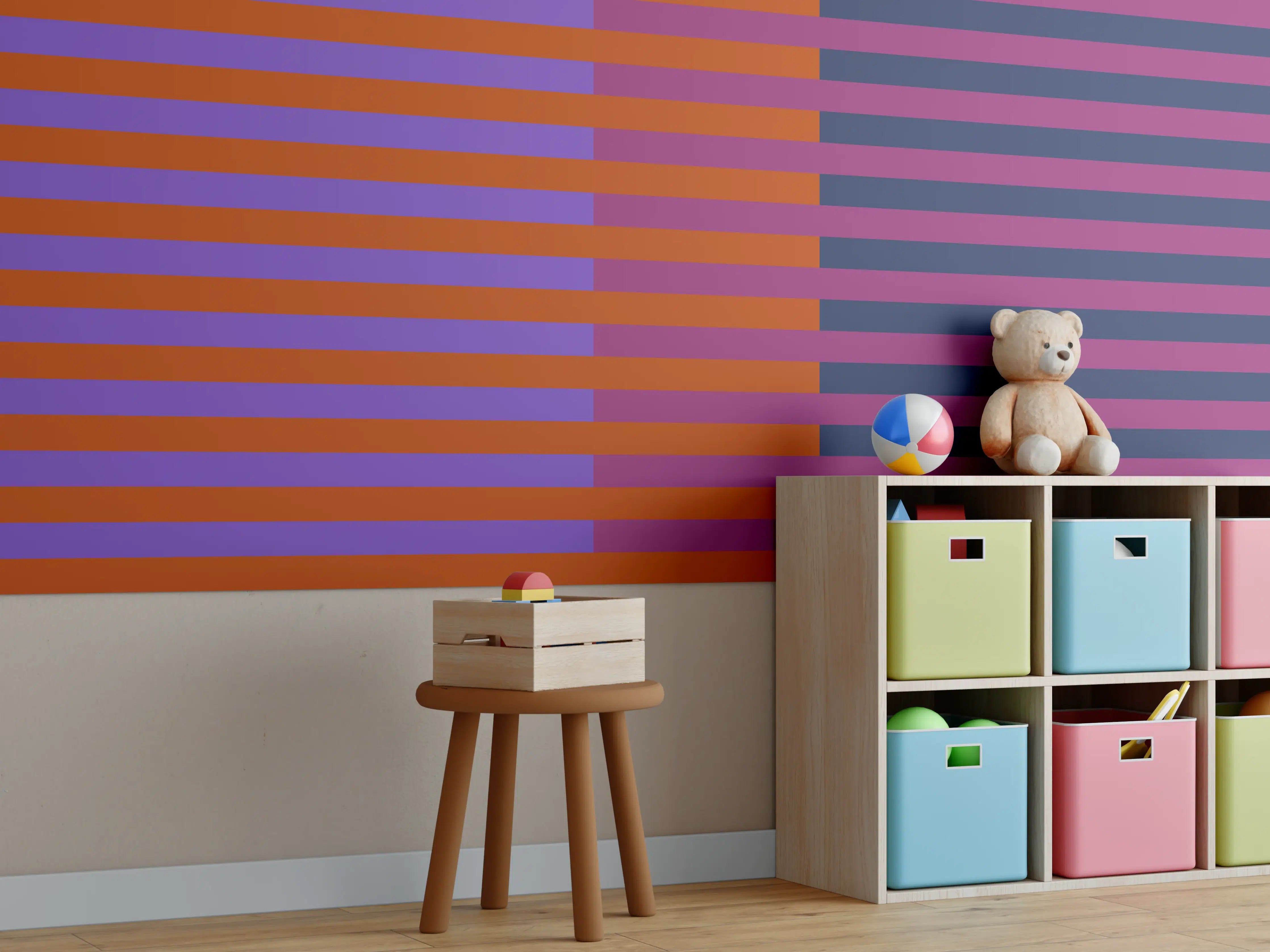 Kinderzimmer Wandgestaltung - The Retros - Multy Stripes - Sansa