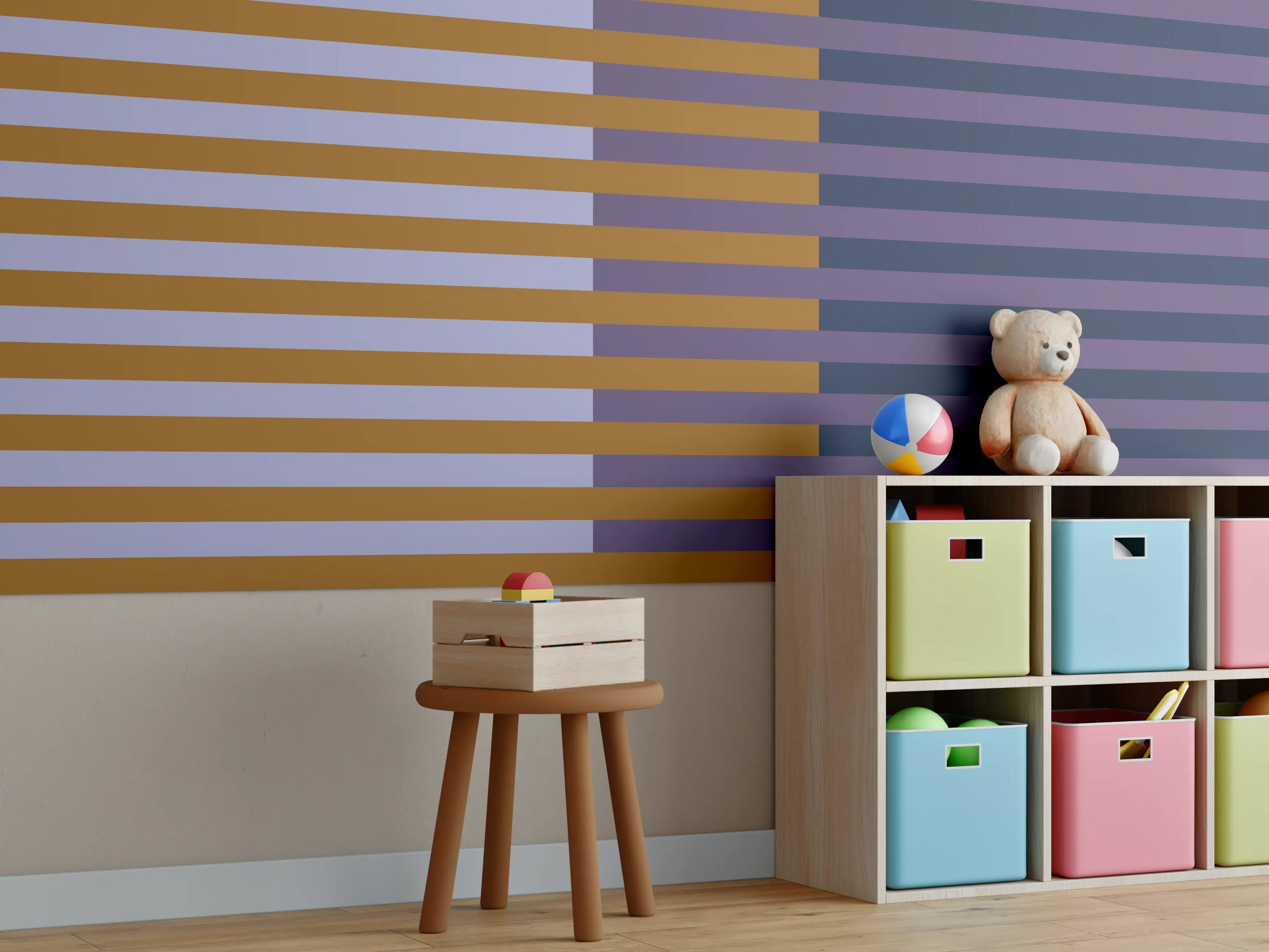 Kinderzimmer Wandgestaltung - The Retros - Multy Stripes - Tyrion