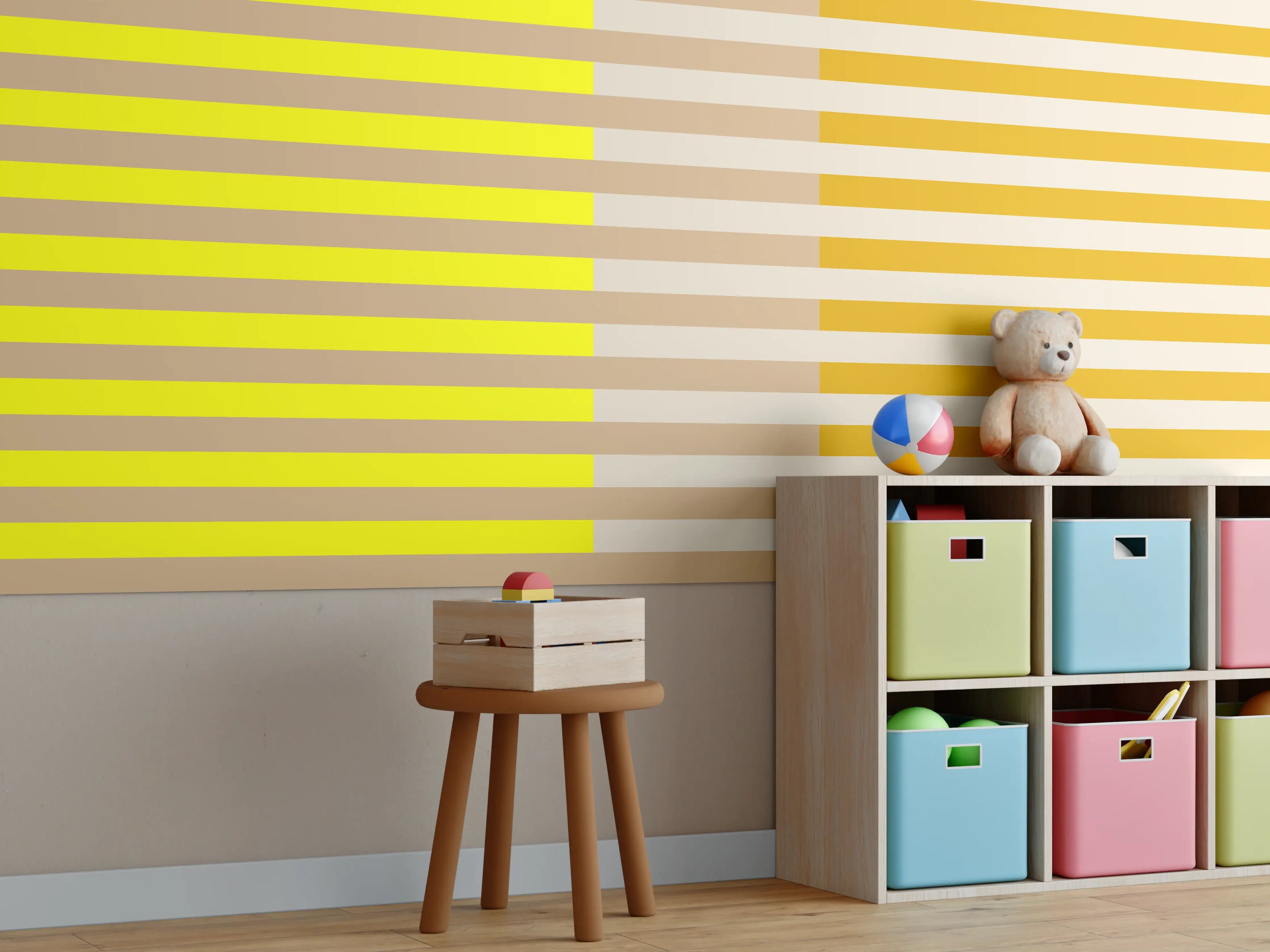 Kinderzimmer Wandgestaltung - The Yellows - Multy Stripes - Buttercup