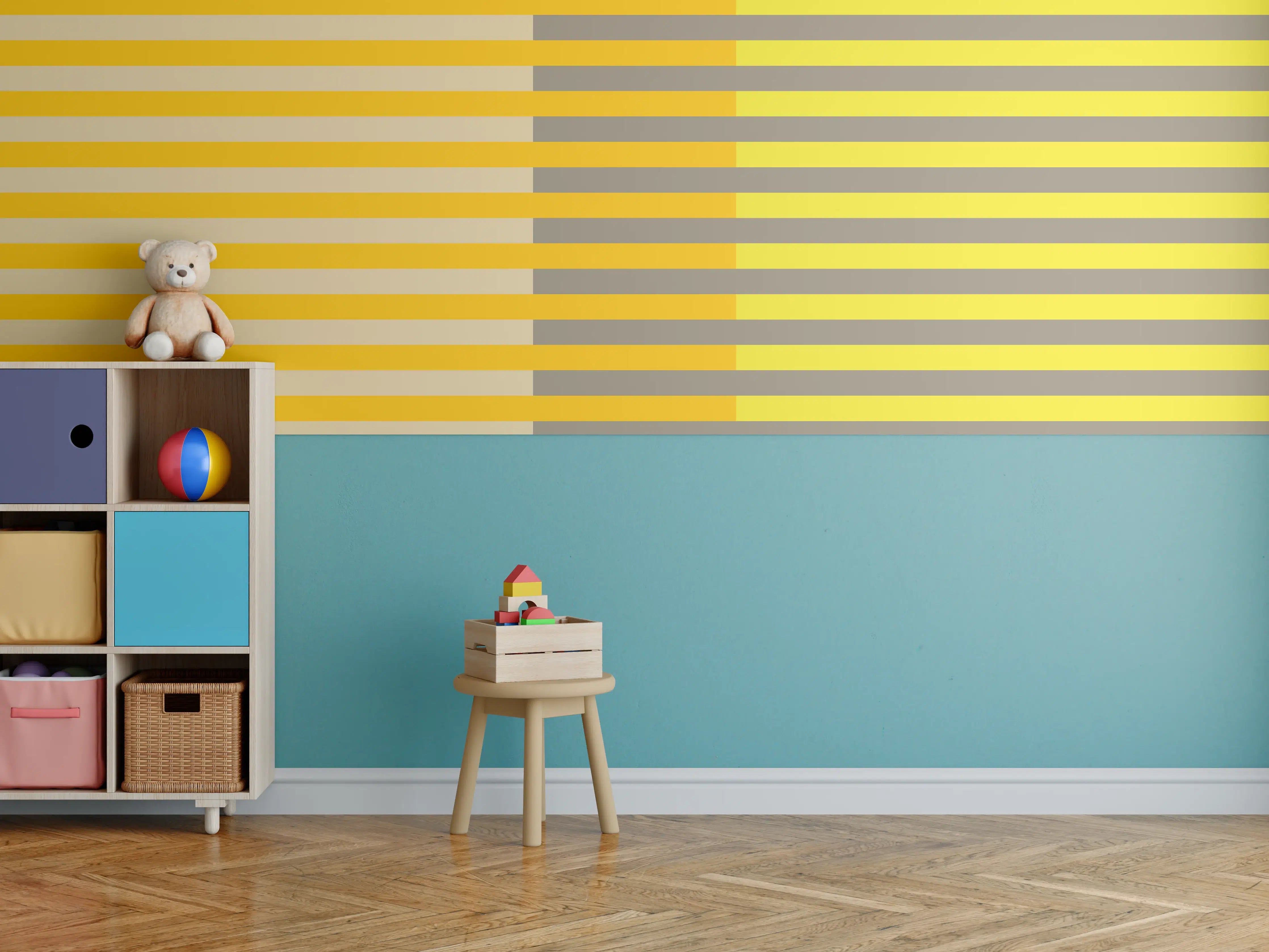 Kinderzimmer Wandgestaltung - The Yellows - Multy Stripes - Honey