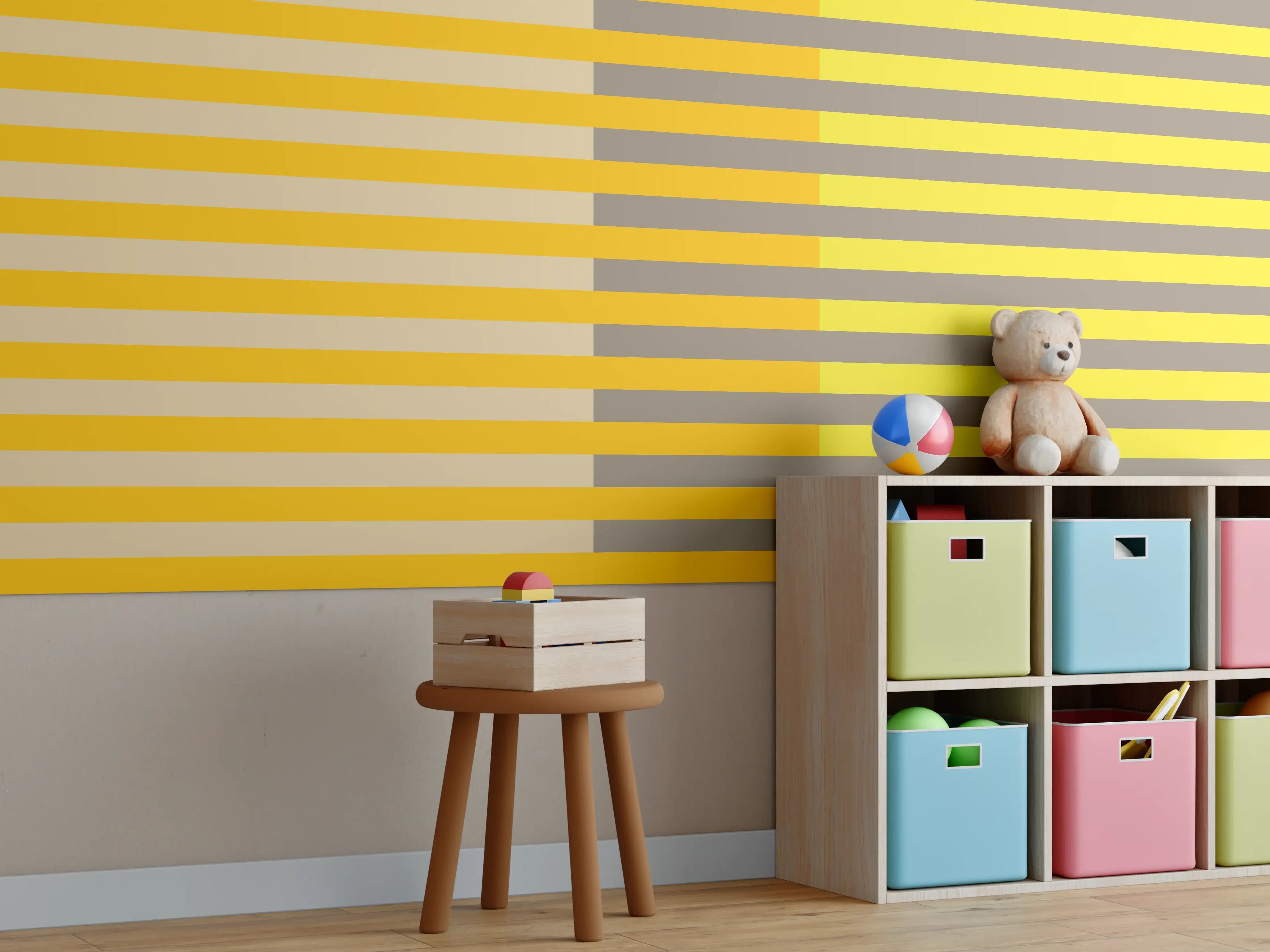 Kinderzimmer Wandgestaltung - The Yellows - Multy Stripes - Honey