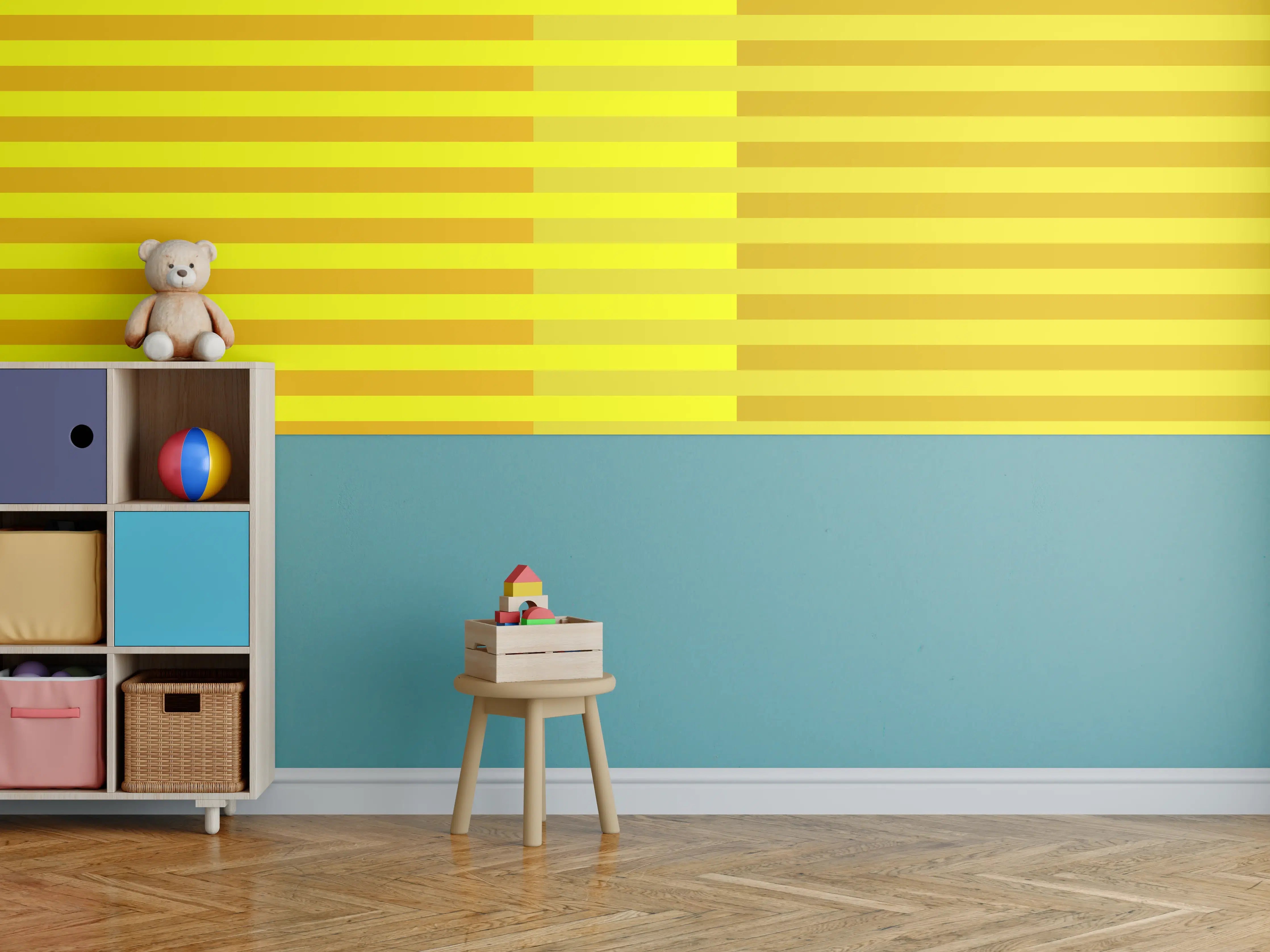 Kinderzimmer Wandgestaltung - The Yellows - Multy Stripes - Lemon