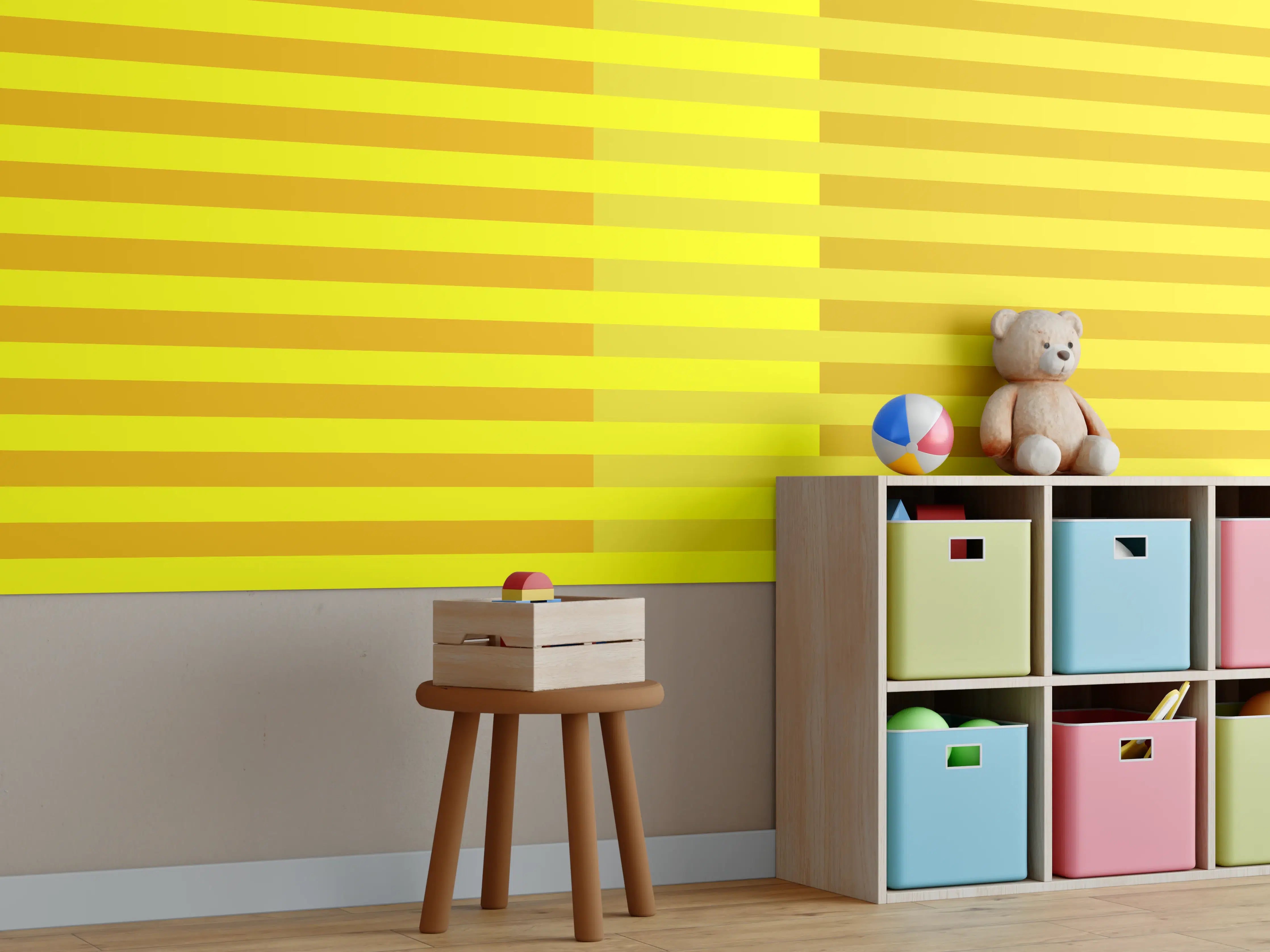 Kinderzimmer Wandgestaltung - The Yellows - Multy Stripes - Lemon