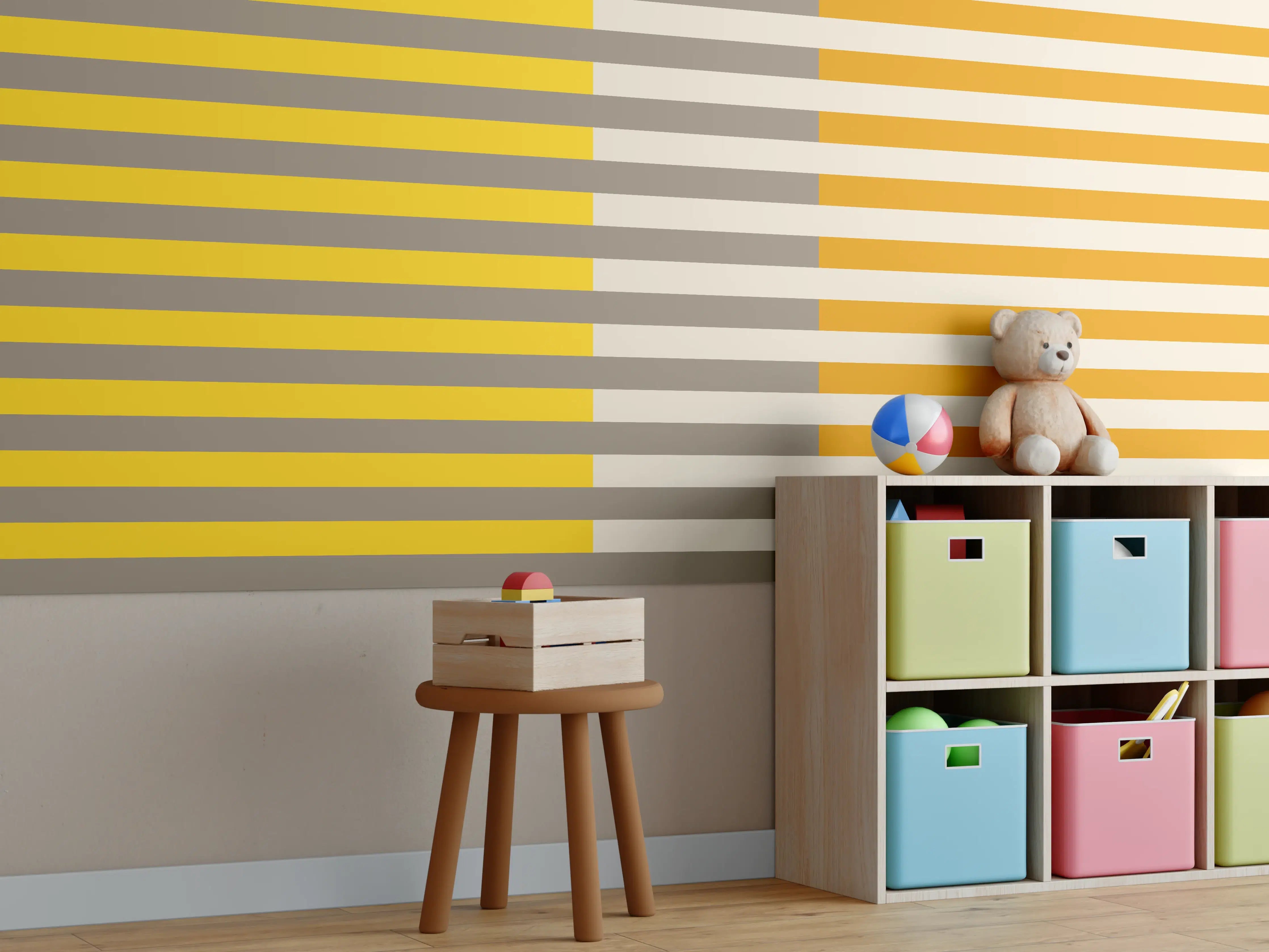 Kinderzimmer Wandgestaltung - The Yellows - Multy Stripes - Saffron