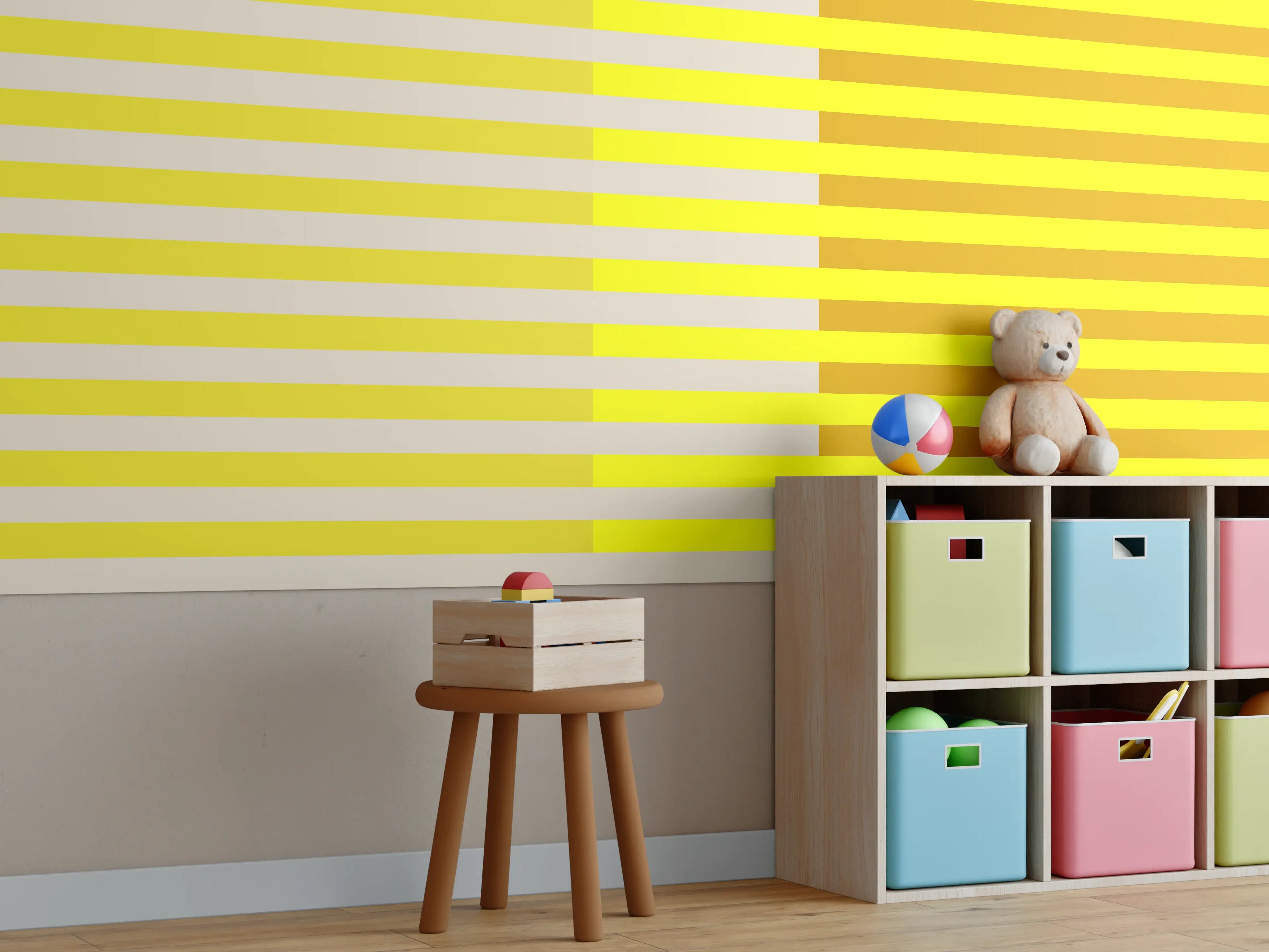Kinderzimmer Wandgestaltung - The Yellows - Multy Stripes - Vanilla