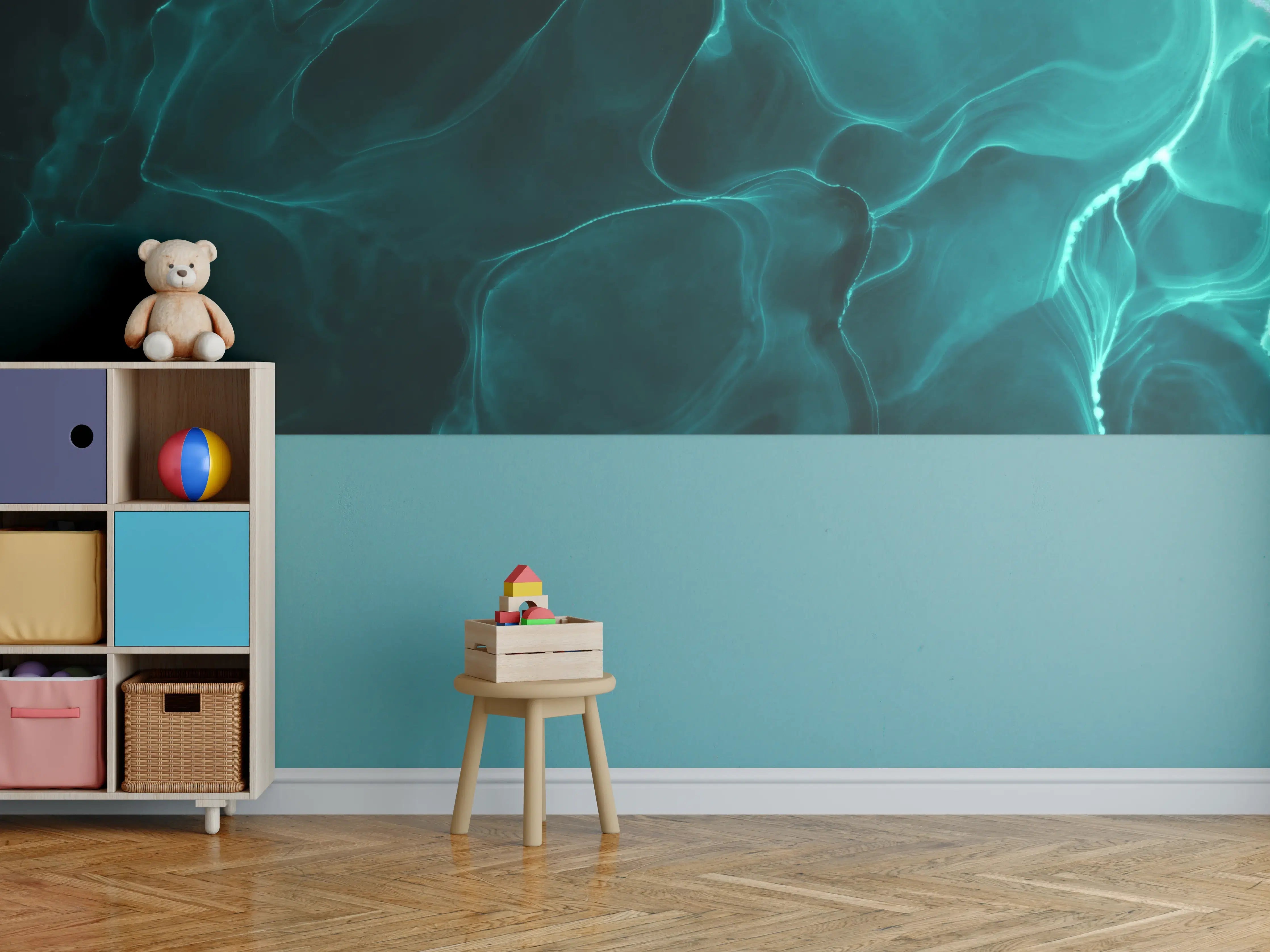 Kinderzimmer Wandgestaltung - Tiefblaue Wasseroberfläche mit Lichtreflexen