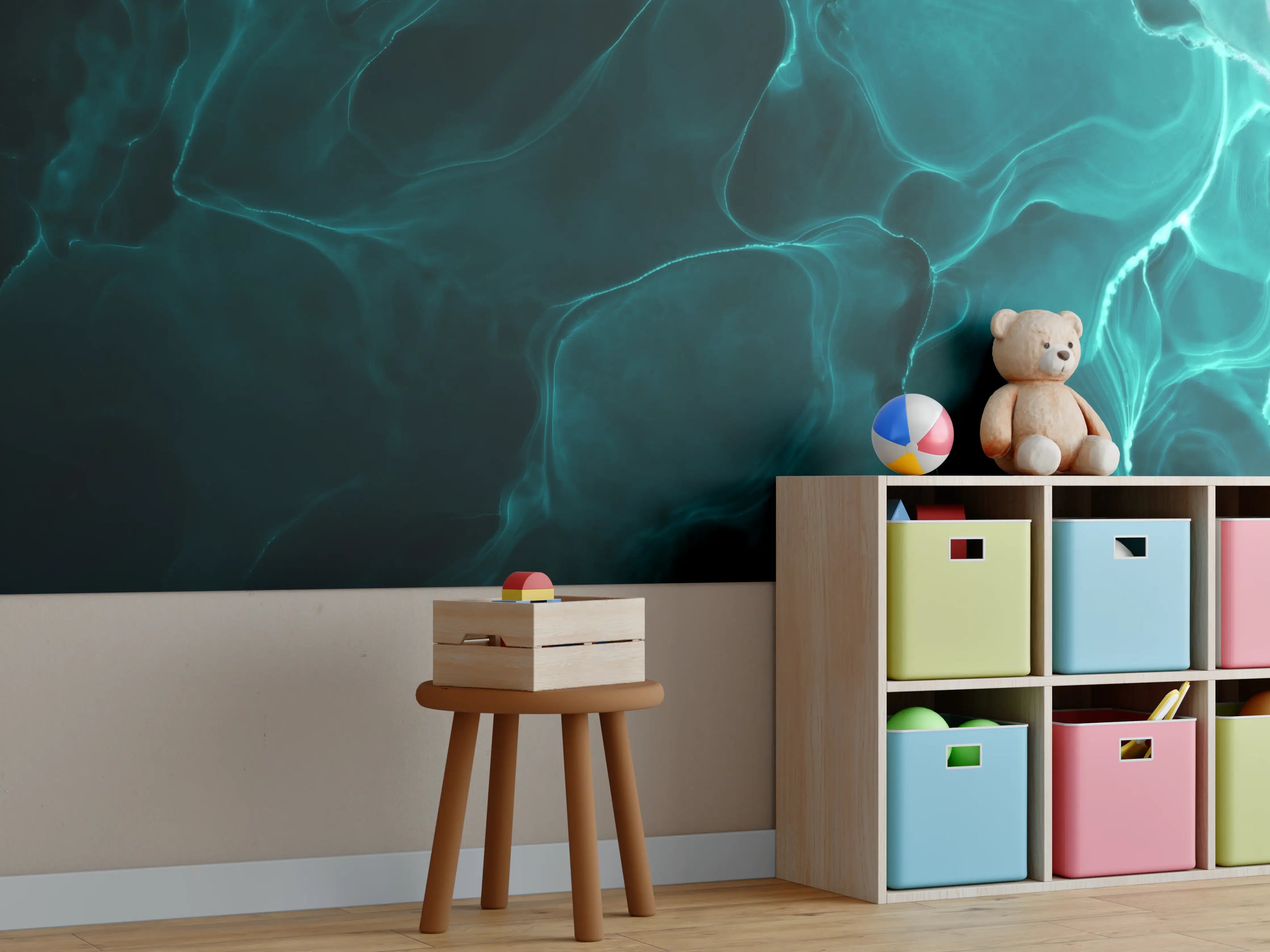 Kinderzimmer Wandgestaltung - Tiefblaue Wasseroberfläche mit Lichtreflexen