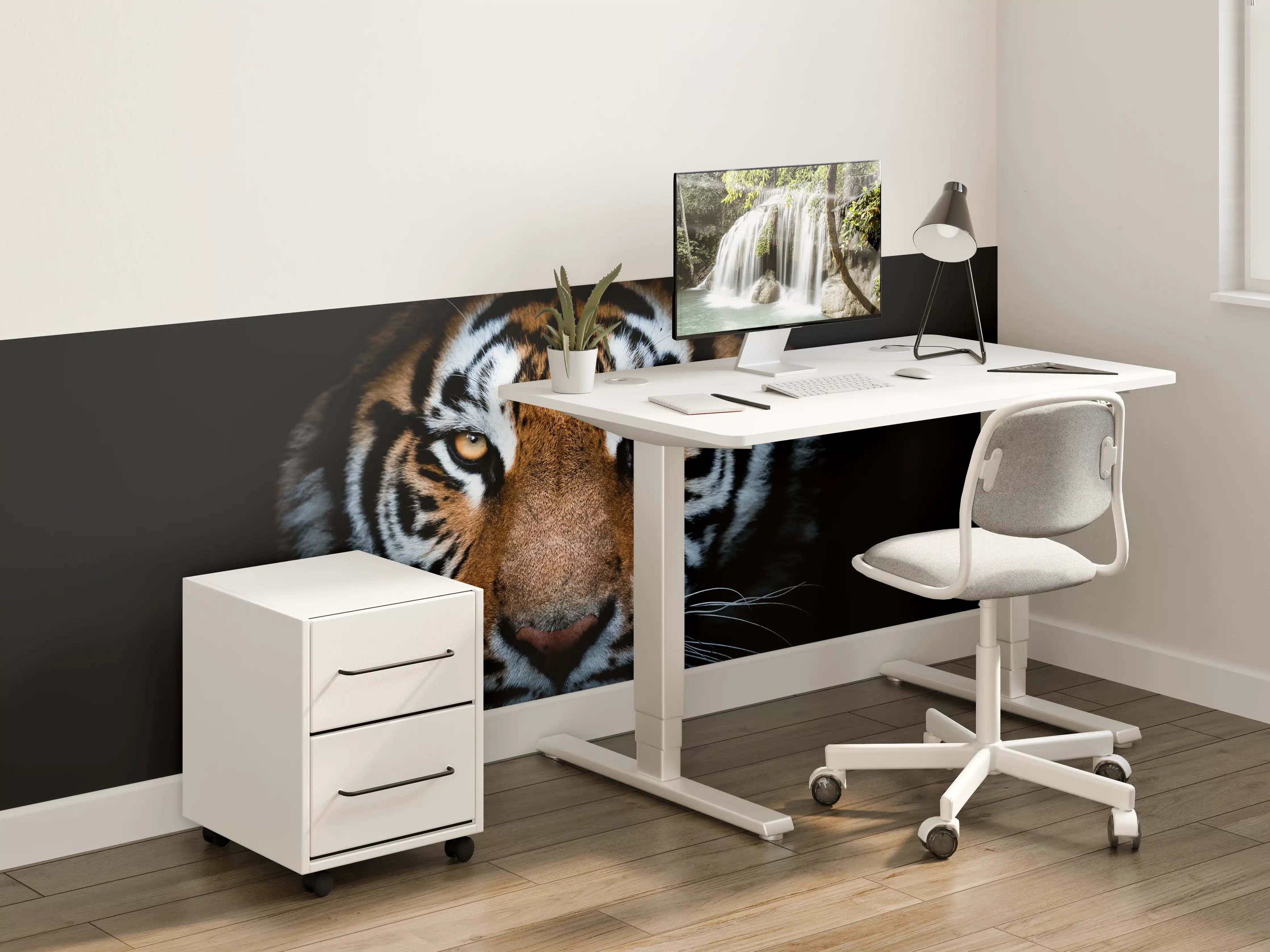 Kinderzimmer Wandgestaltung - Tiger-Portrait Schwarzer Hintergrund