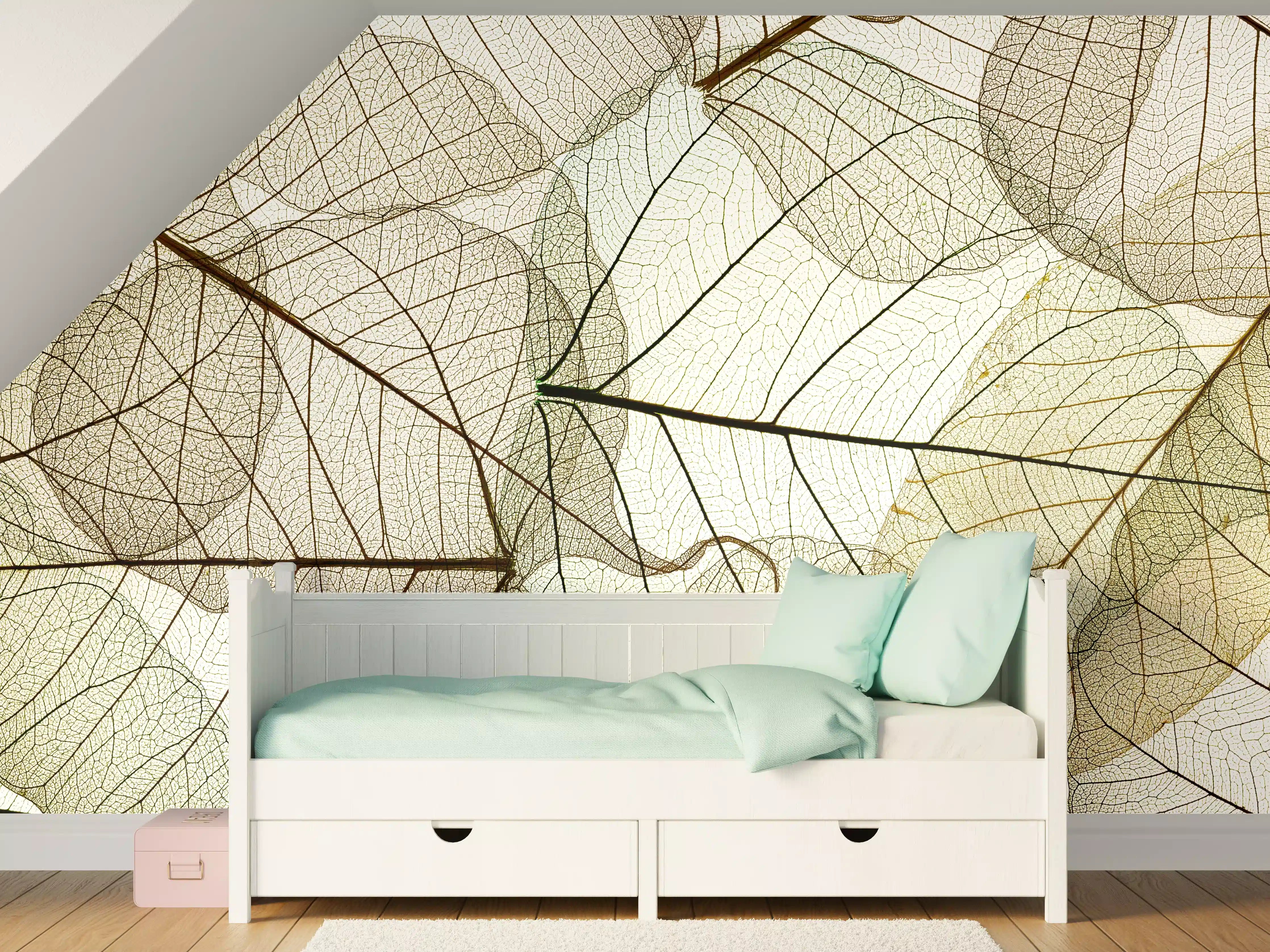 Kinderzimmer Wandgestaltung - Transparente Blattstruktur Makro
