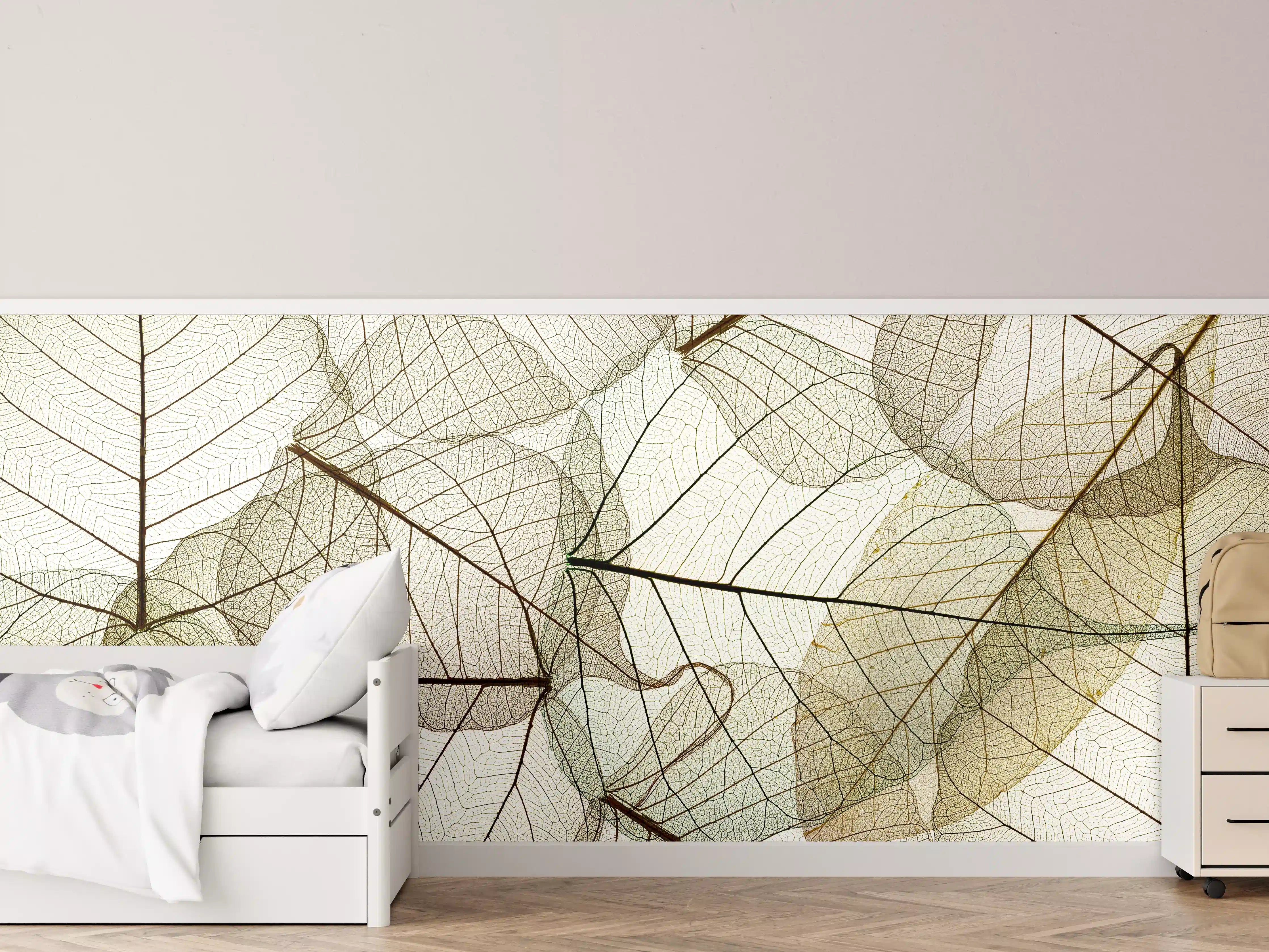 Kinderzimmer Wandgestaltung - Transparente Blattstruktur Makro