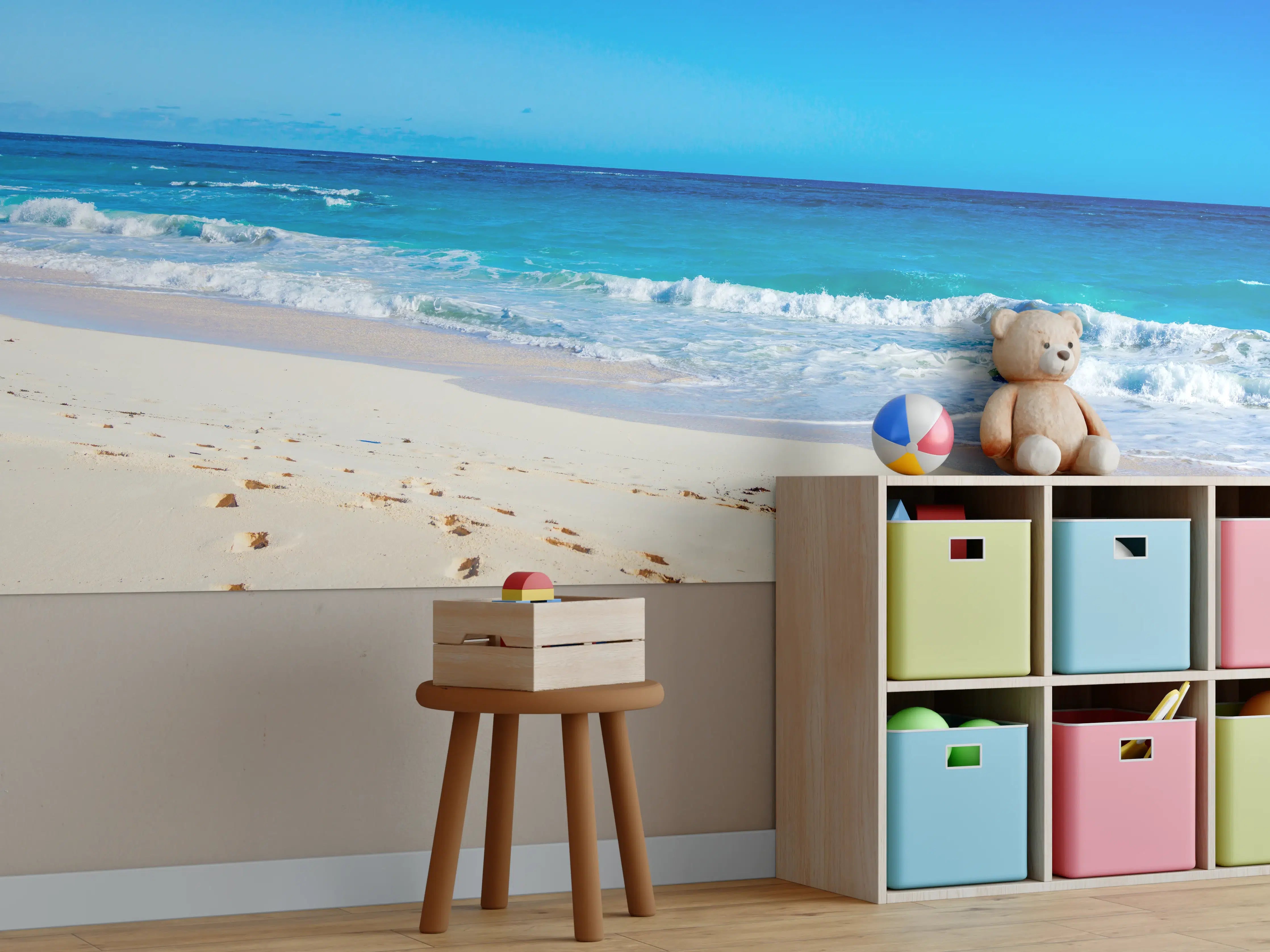 Kinderzimmer Wandgestaltung - Traumhafter Strand mit klarem Wasser