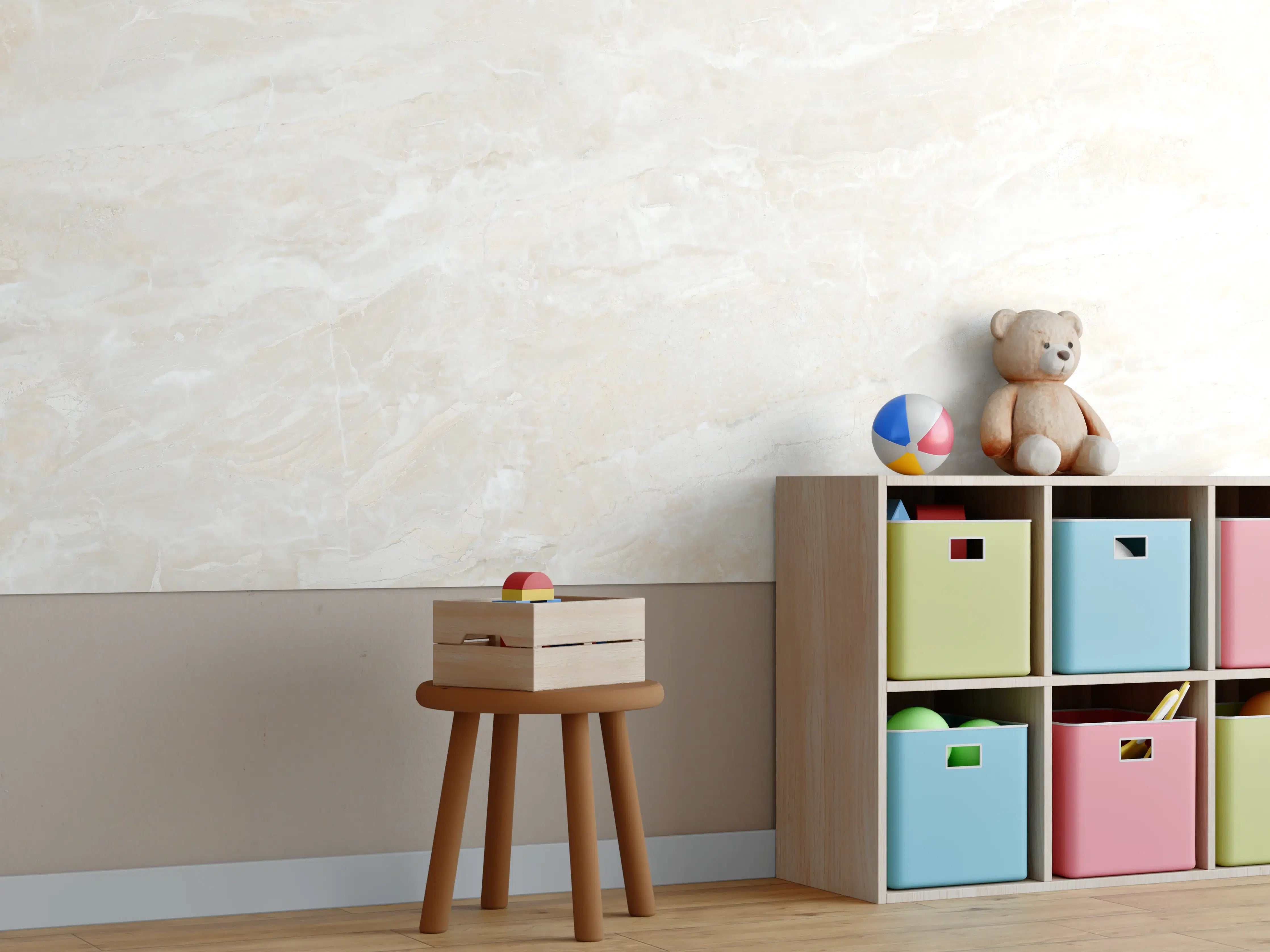 Kinderzimmer Wandgestaltung - Travertin italienischer Marmor