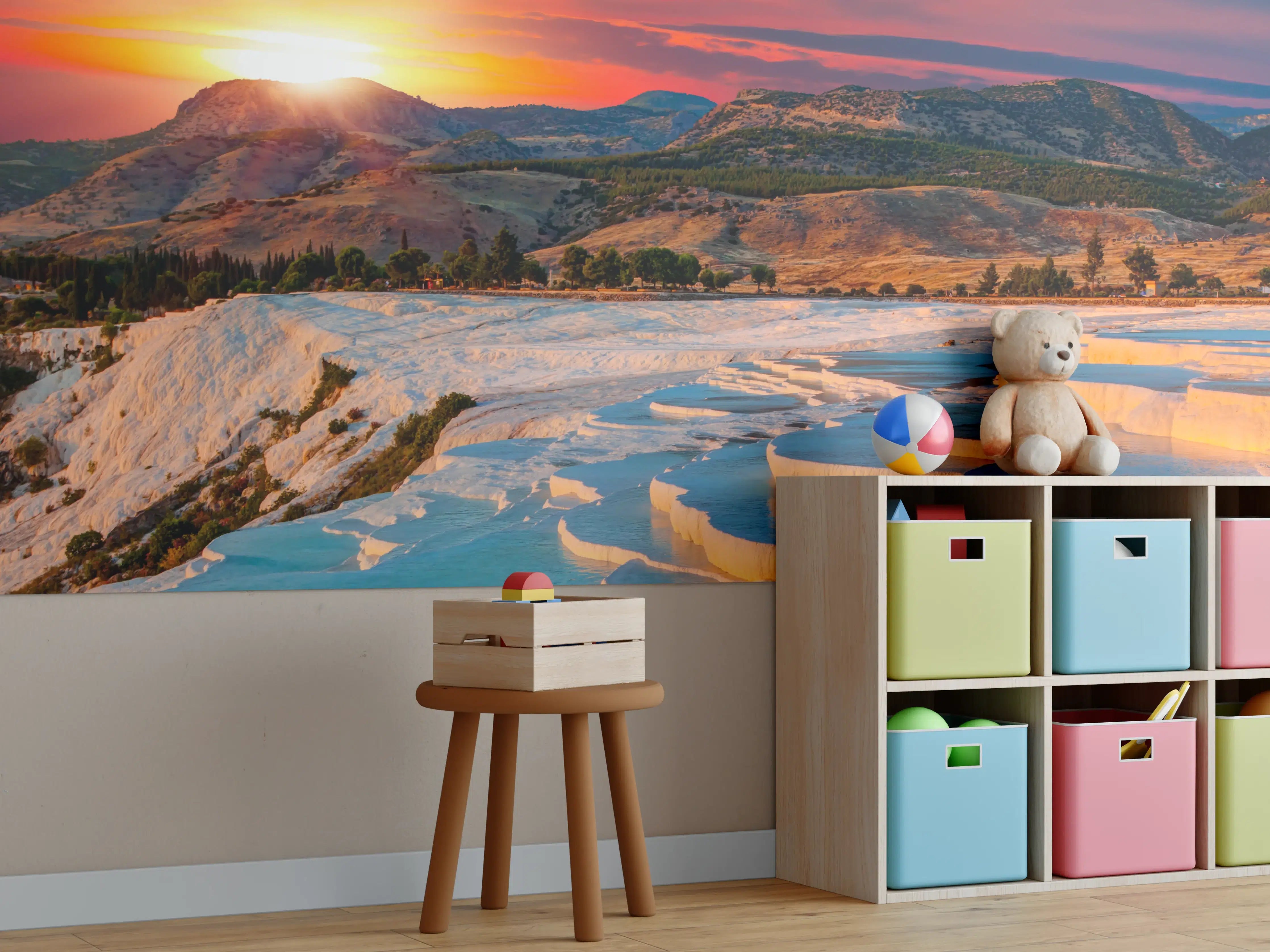 Kinderzimmer Wandgestaltung - Travertinbecken in Pamukkale am Abend