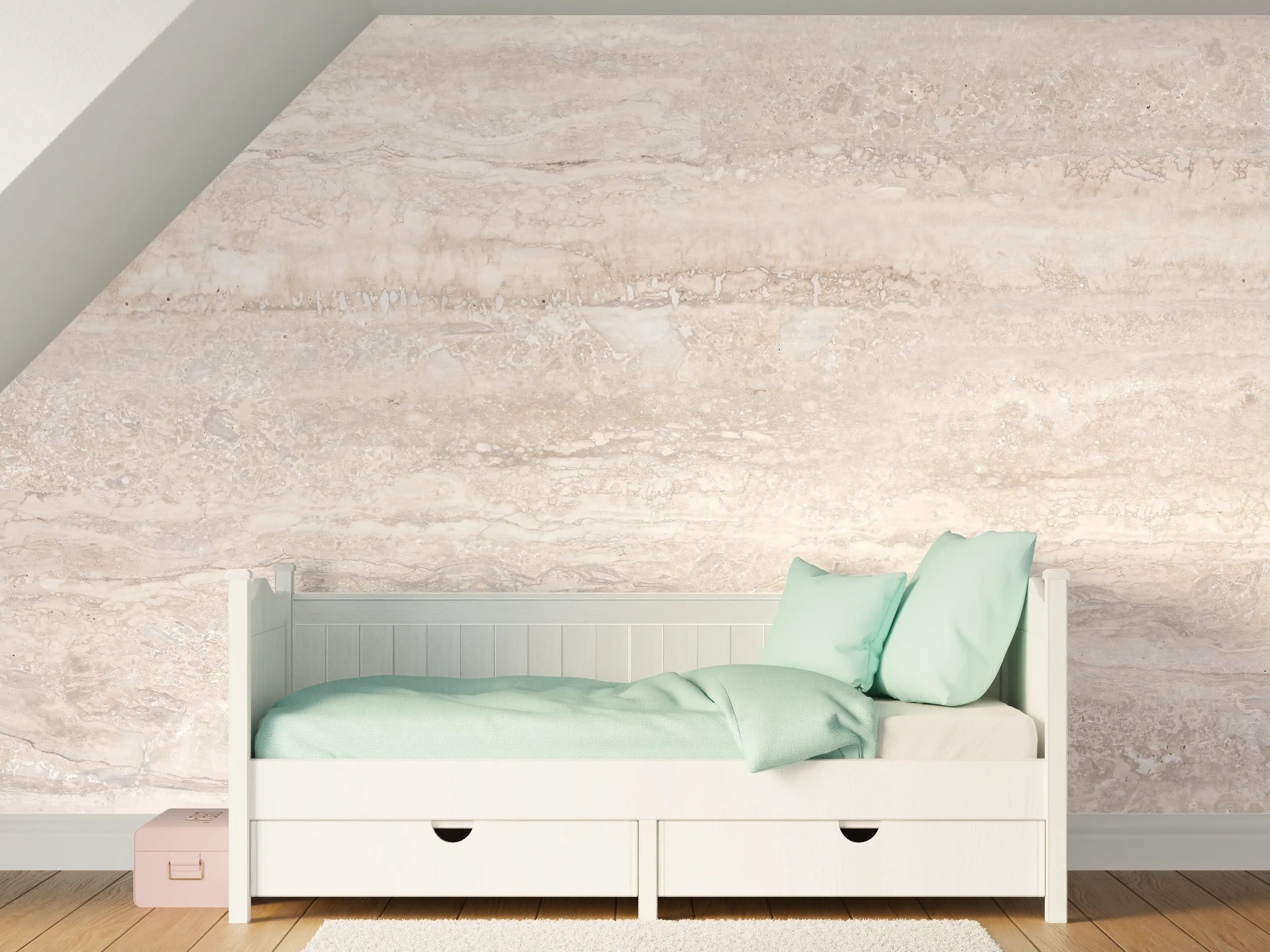 Kinderzimmer Wandgestaltung - Travertinmarmor in hellen Brauntönen