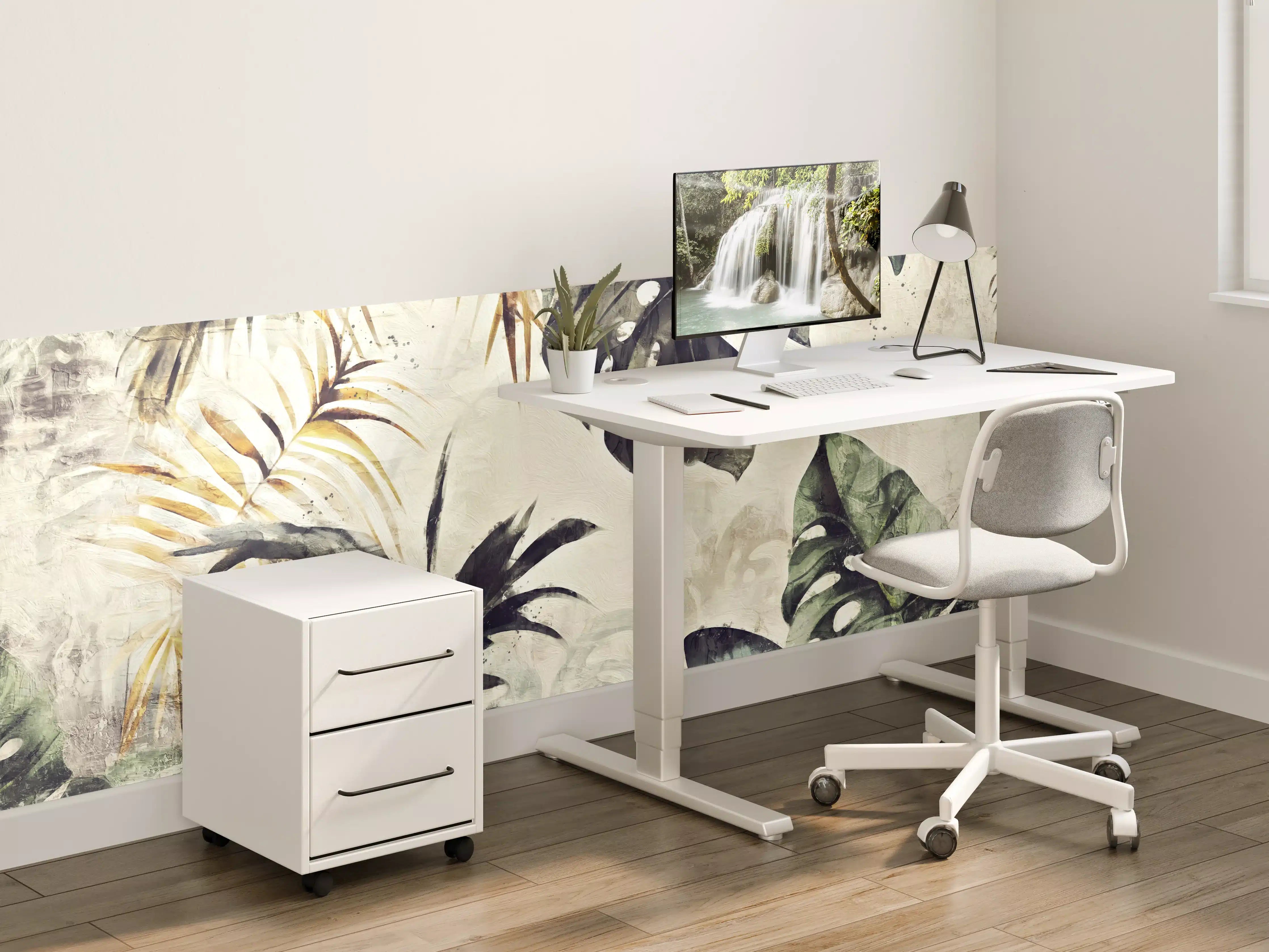 Kinderzimmer Wandgestaltung - Tropenfarben: Grau & Weiß