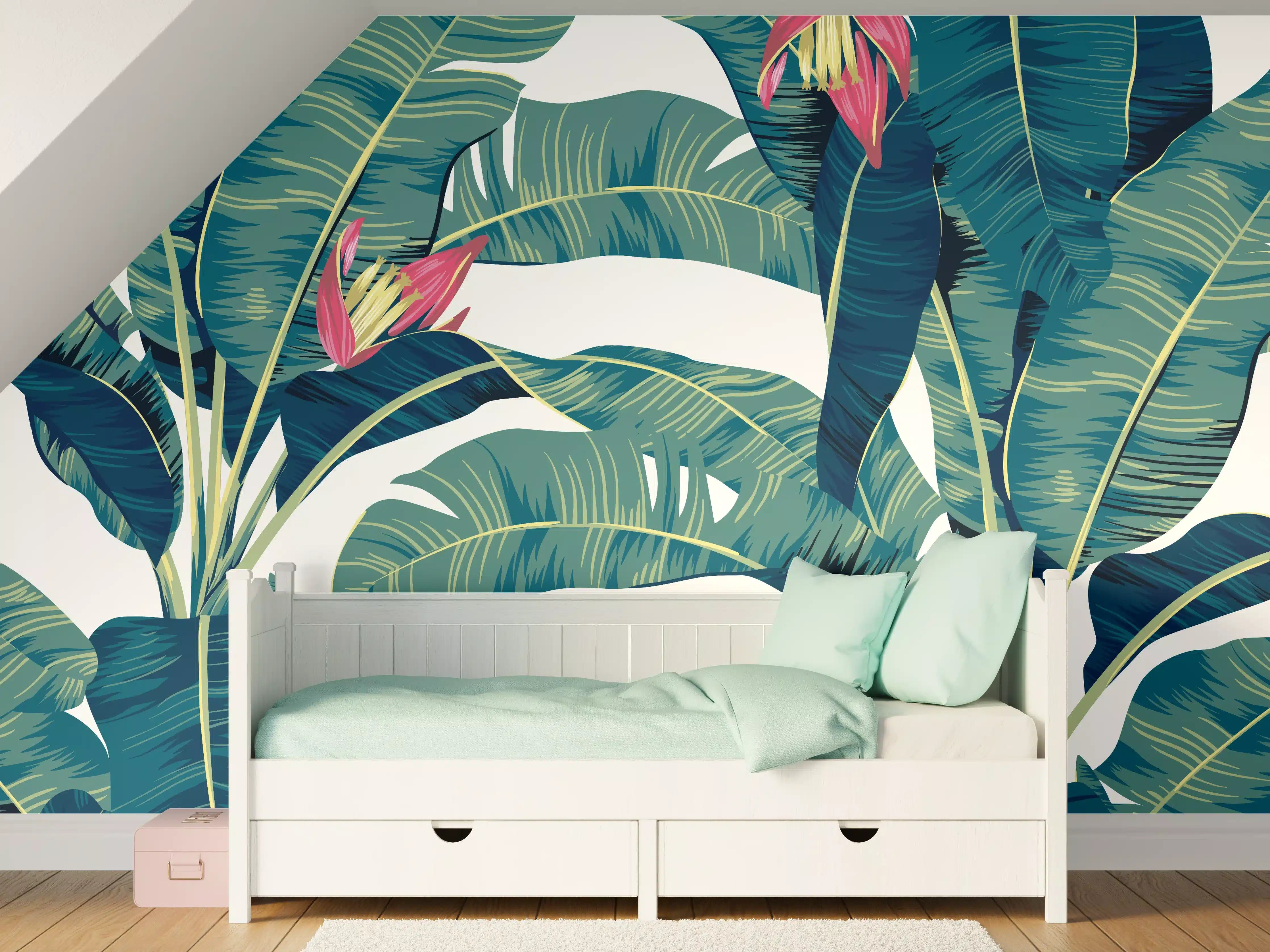 Kinderzimmer Wandgestaltung - Tropisch Grün