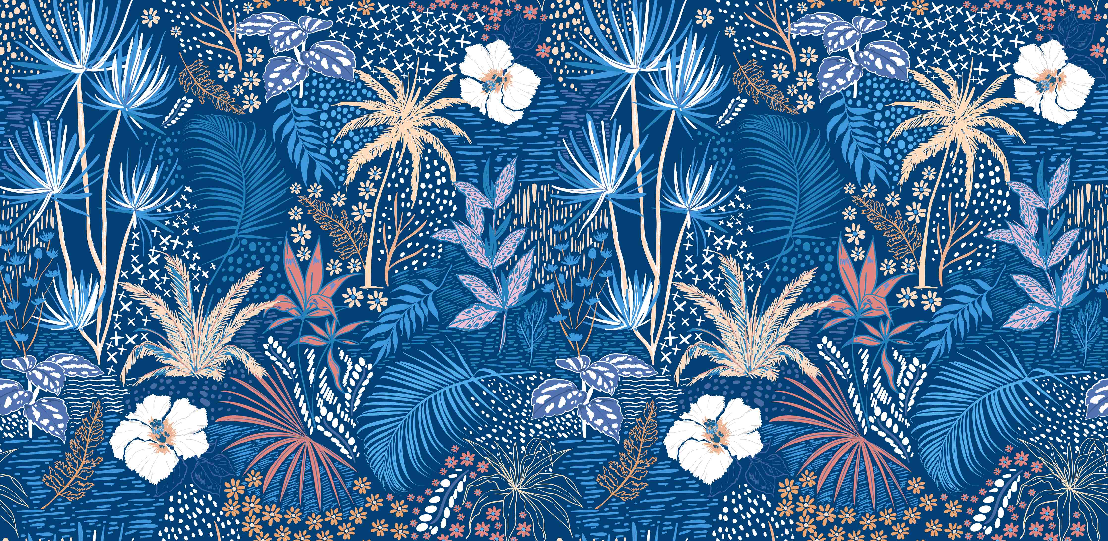 Kinderzimmer Wandgestaltung-Tropische Azurblätter