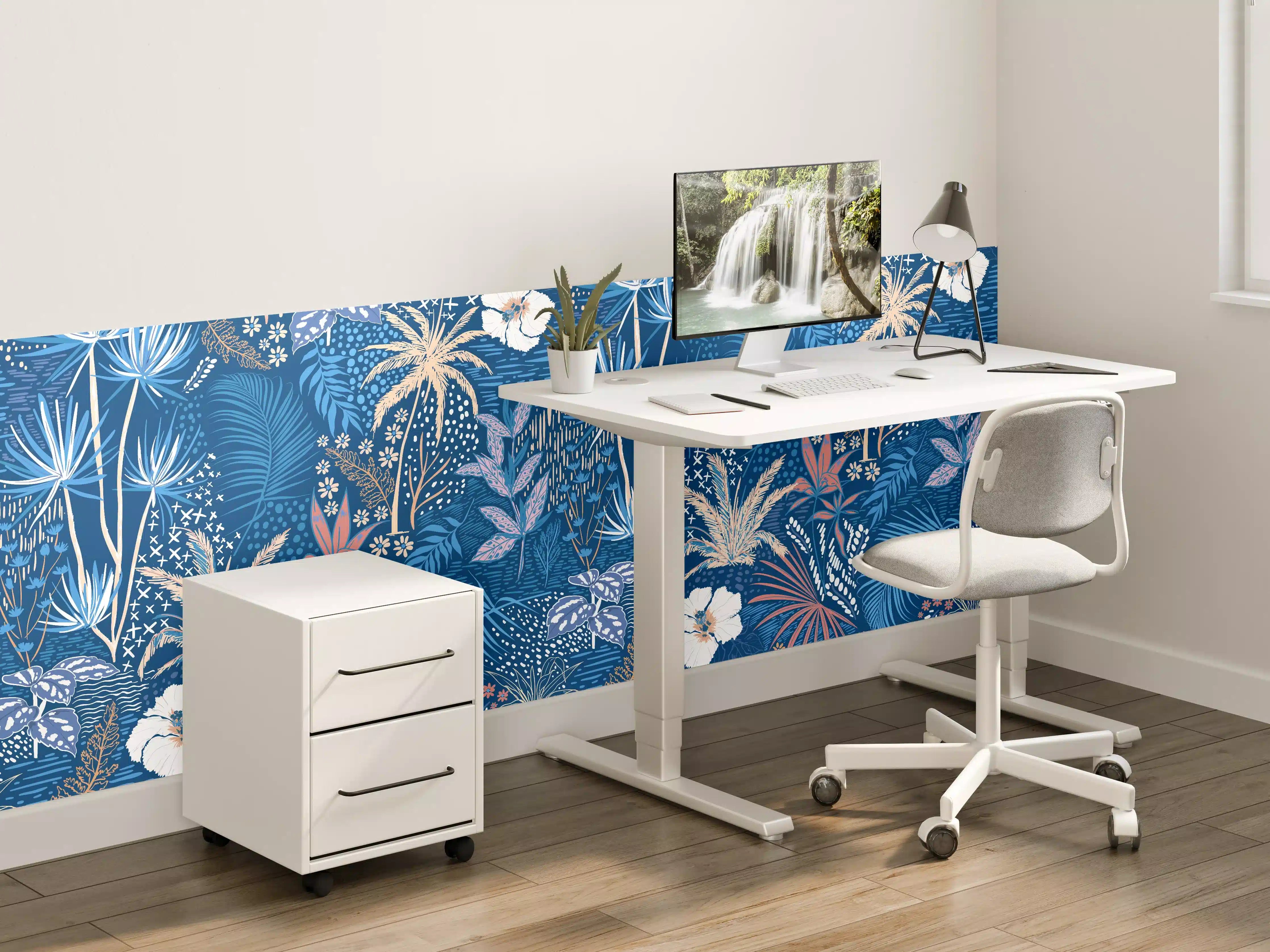 Kinderzimmer Wandgestaltung - Tropische Azurblätter