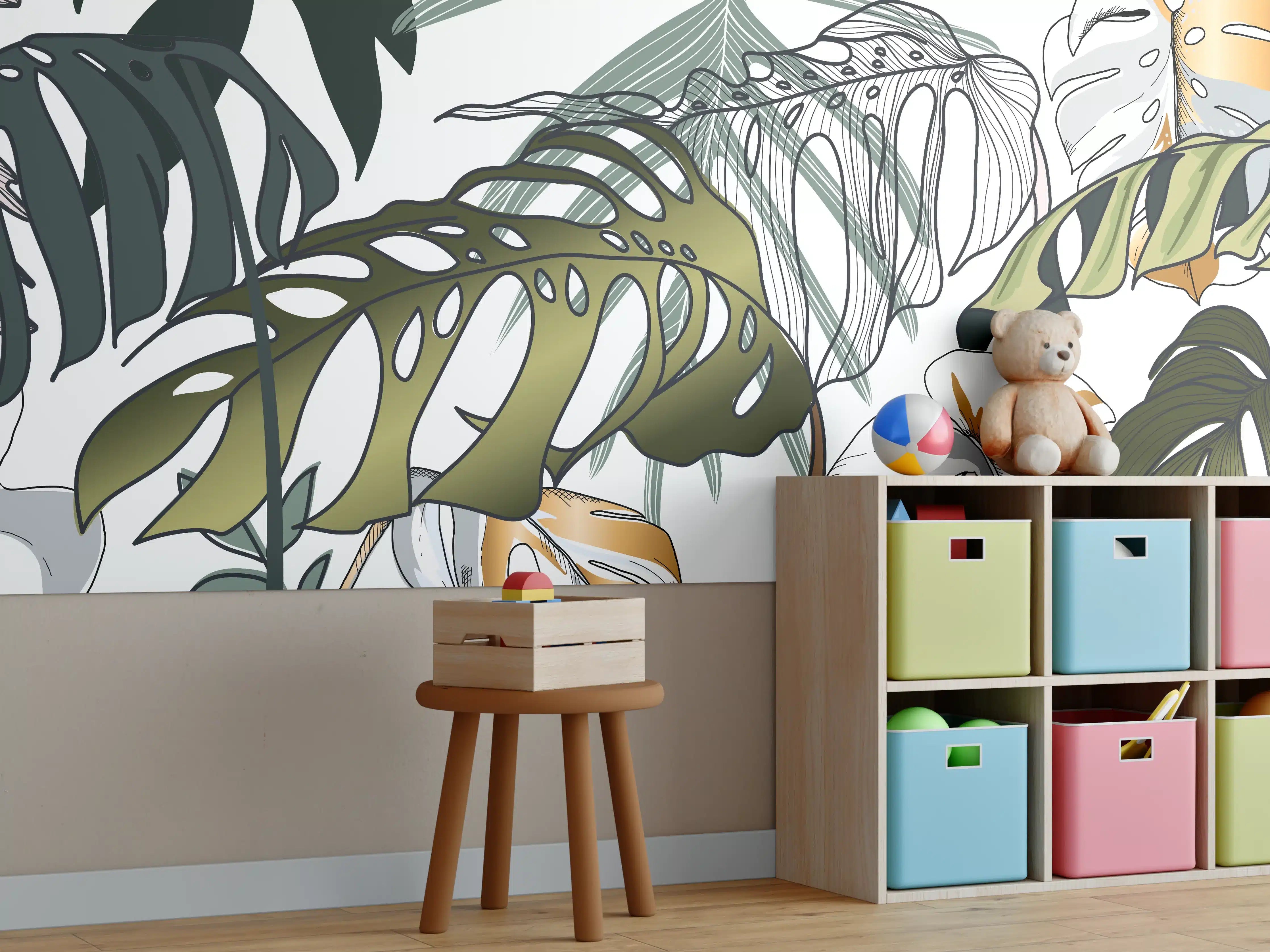 Kinderzimmer Wandgestaltung - Tropische Blätter