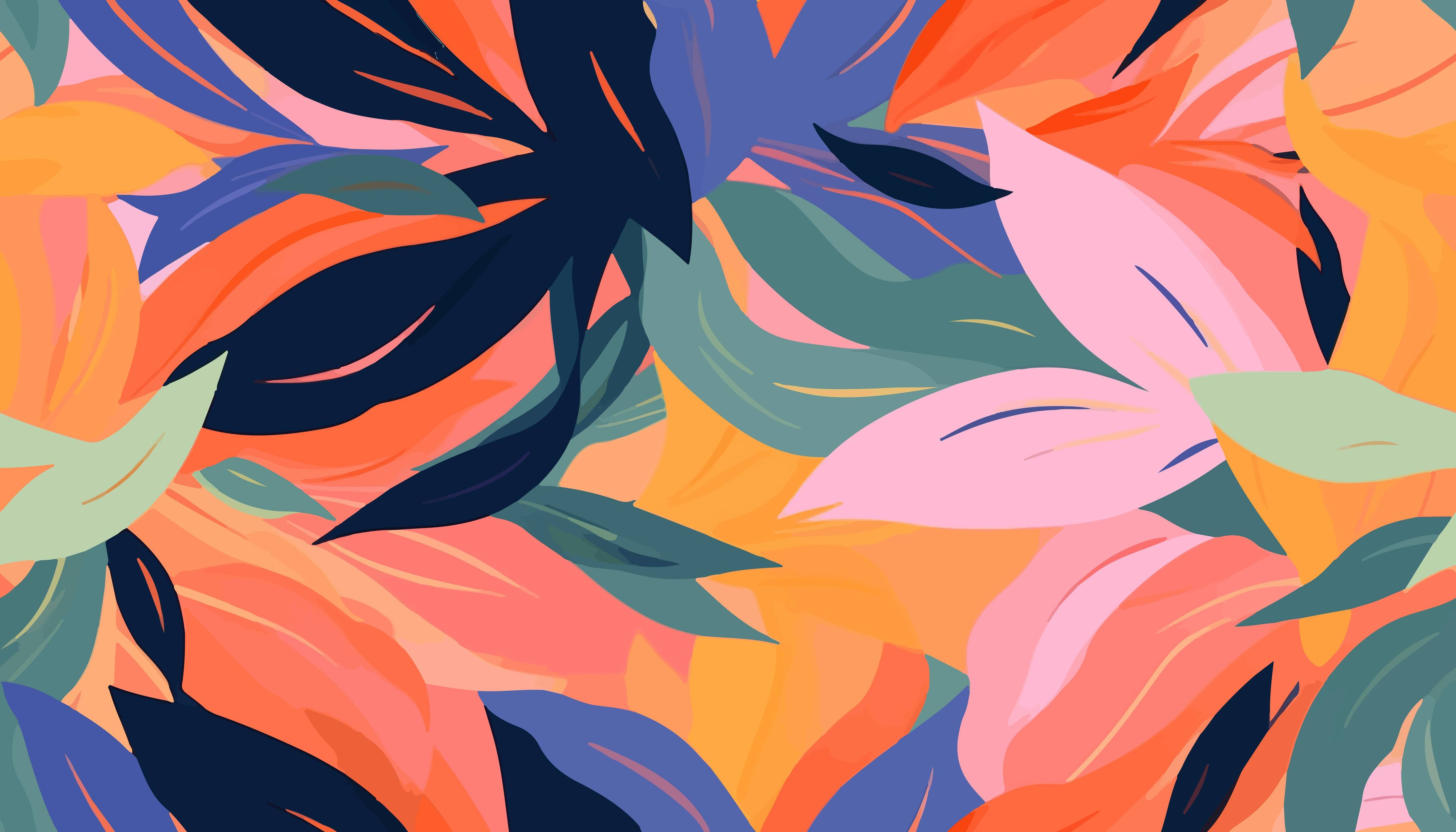 Kinderzimmer Wandgestaltung-Tropische Blütenblätter Bunt