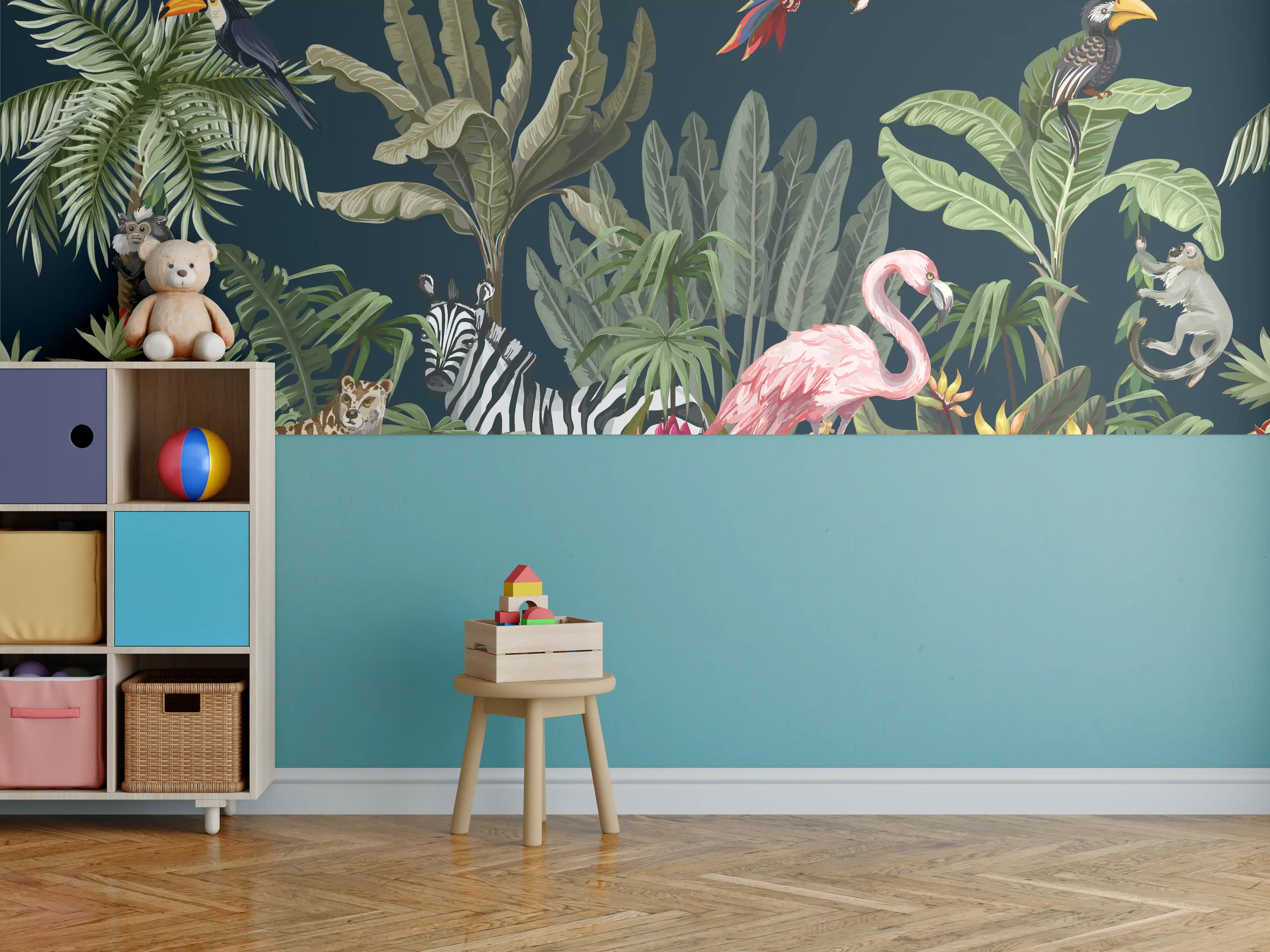 Kinderzimmer Wandgestaltung - Tropische Dschungel Tiermotive