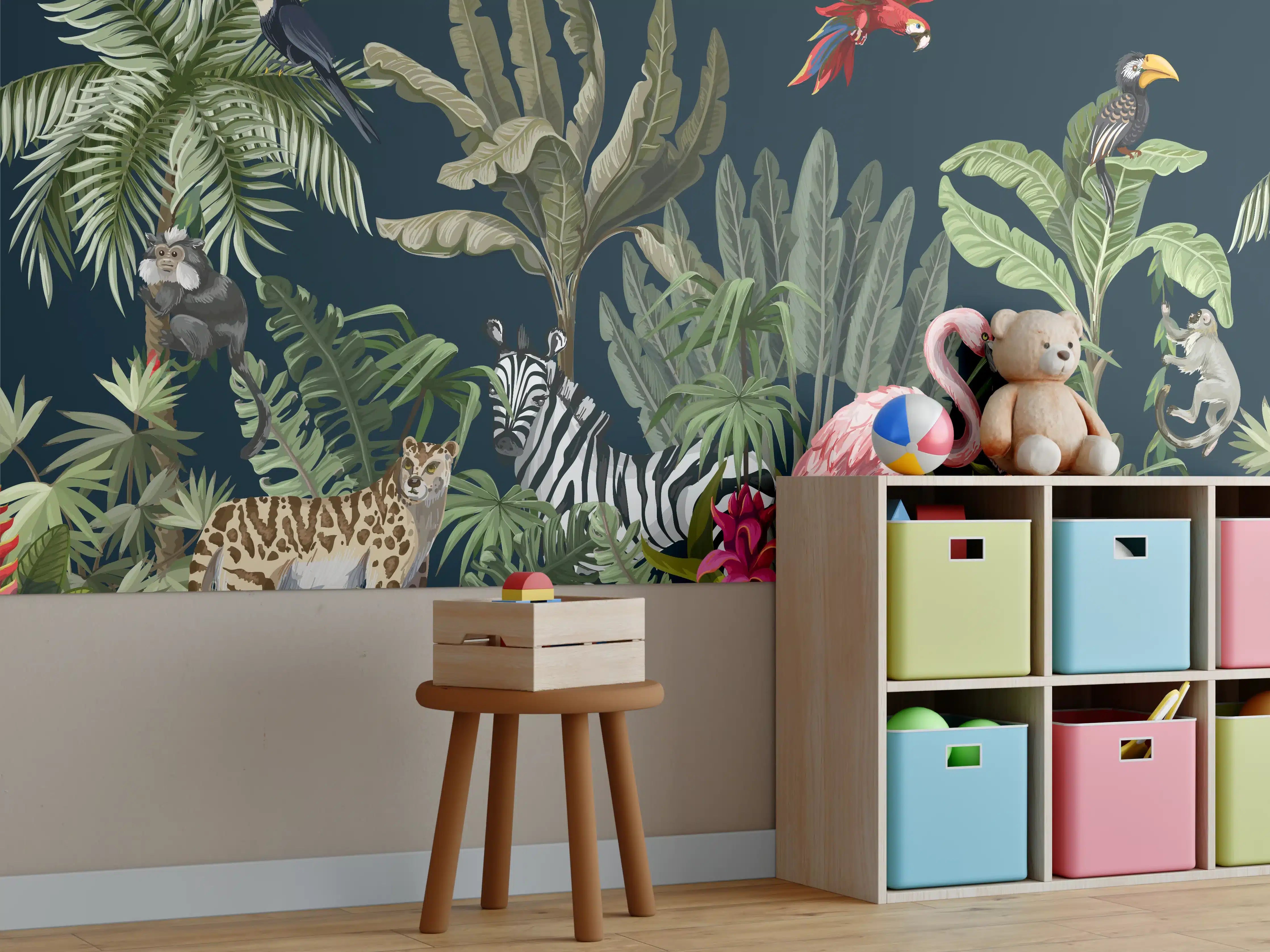 Kinderzimmer Wandgestaltung - Tropische Dschungel Tiermotive