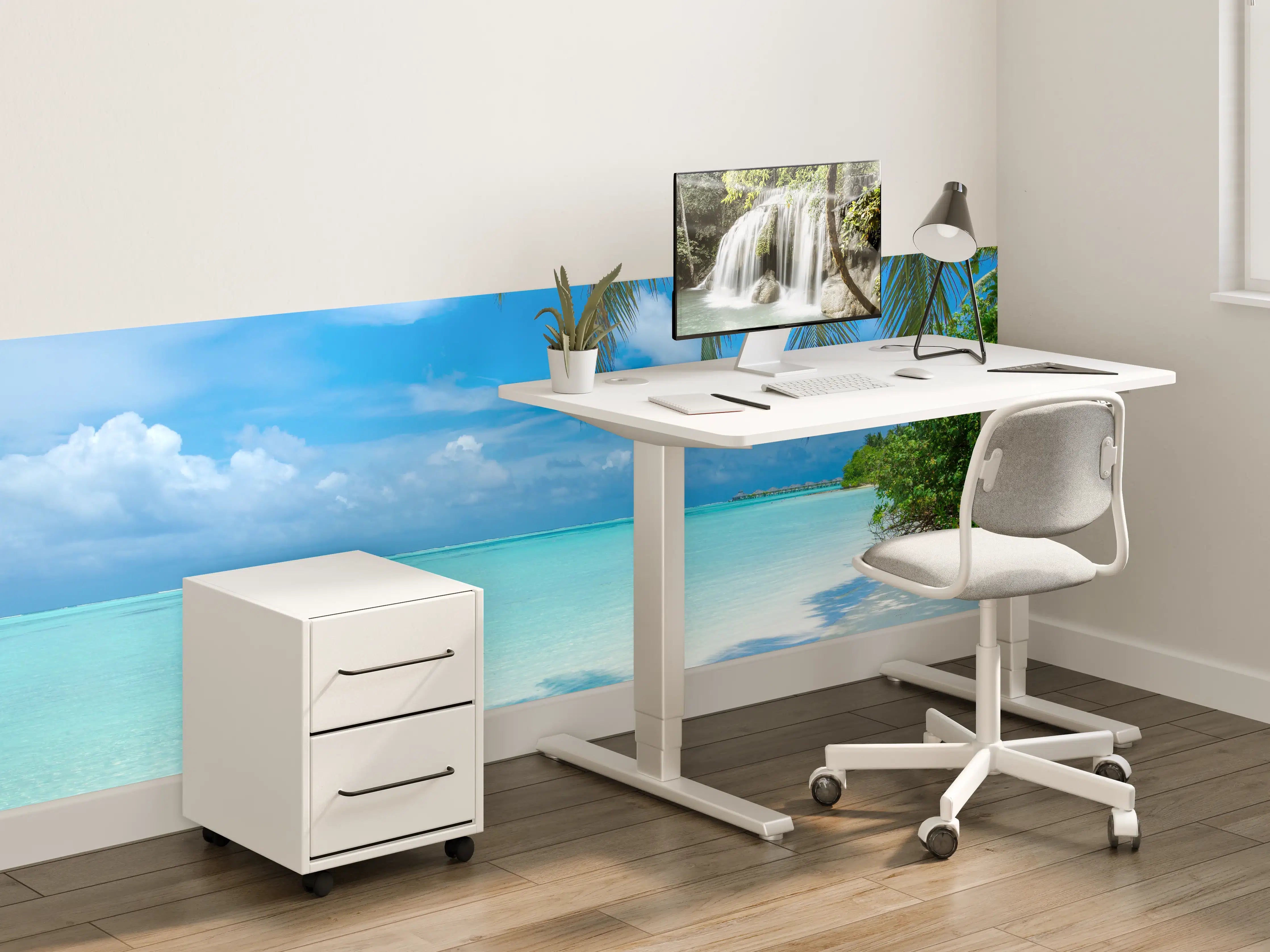 Kinderzimmer Wandgestaltung - Tropische Malediveninsel mit weißem Sandstrand