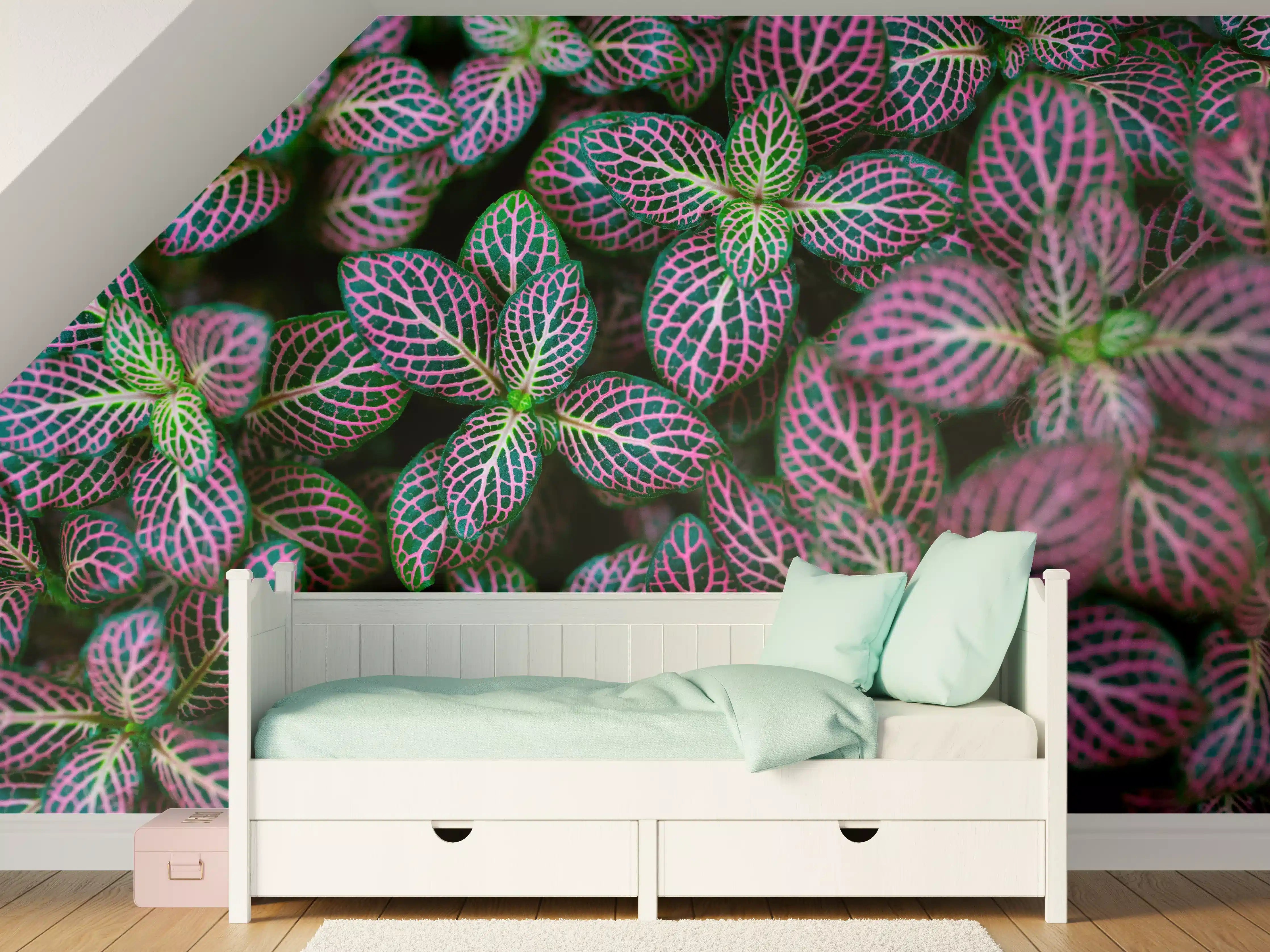 Kinderzimmer Wandgestaltung - Tropische Pflanzen Bunte Textur