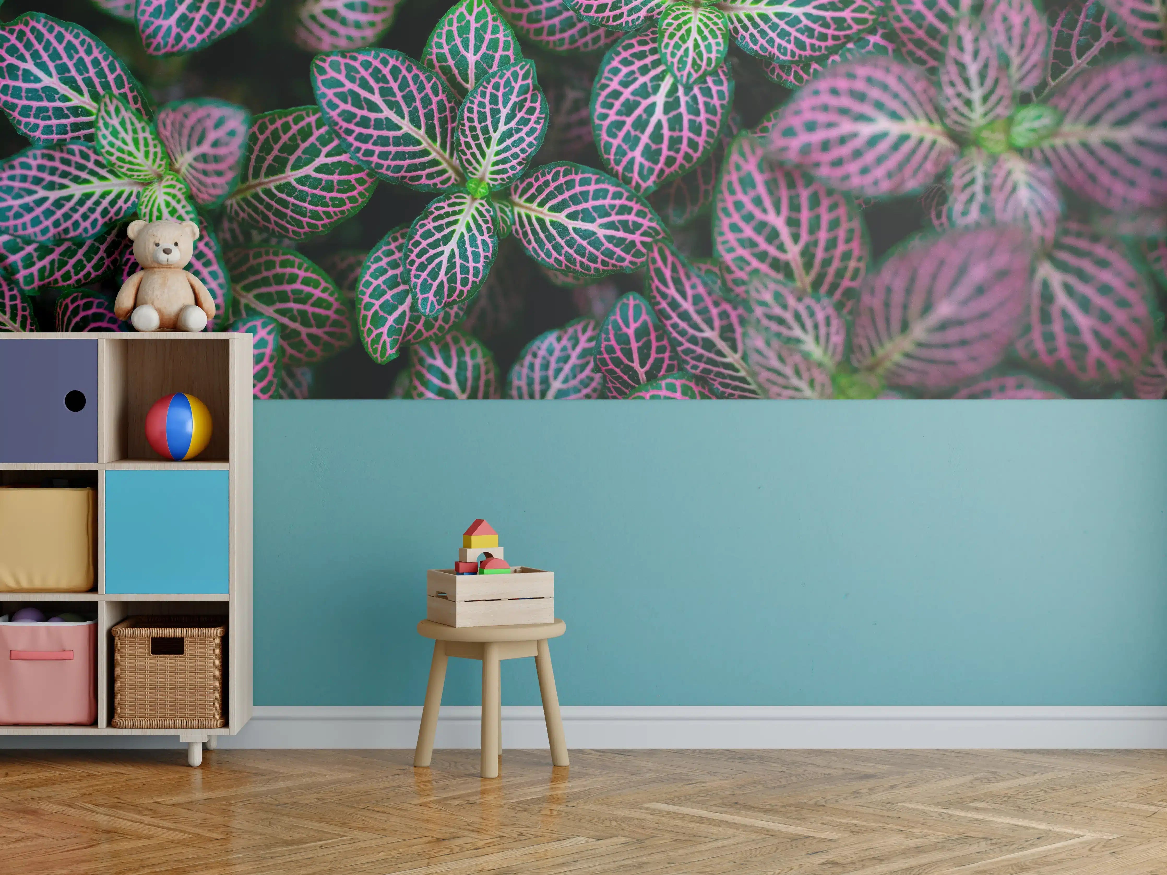 Kinderzimmer Wandgestaltung - Tropische Pflanzen Bunte Textur