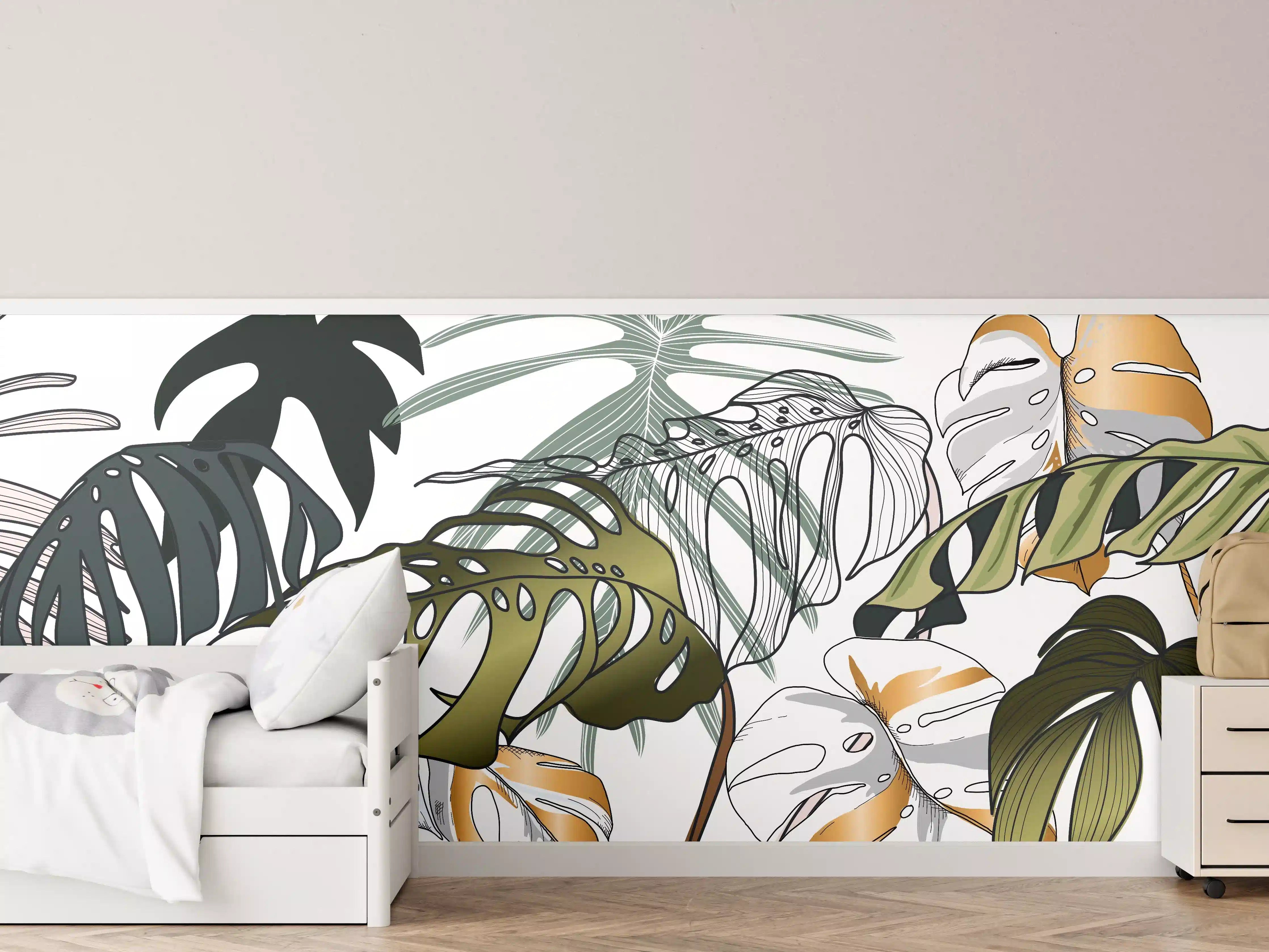 Kinderzimmer Wandgestaltung - Tropische Pflanzen Muster