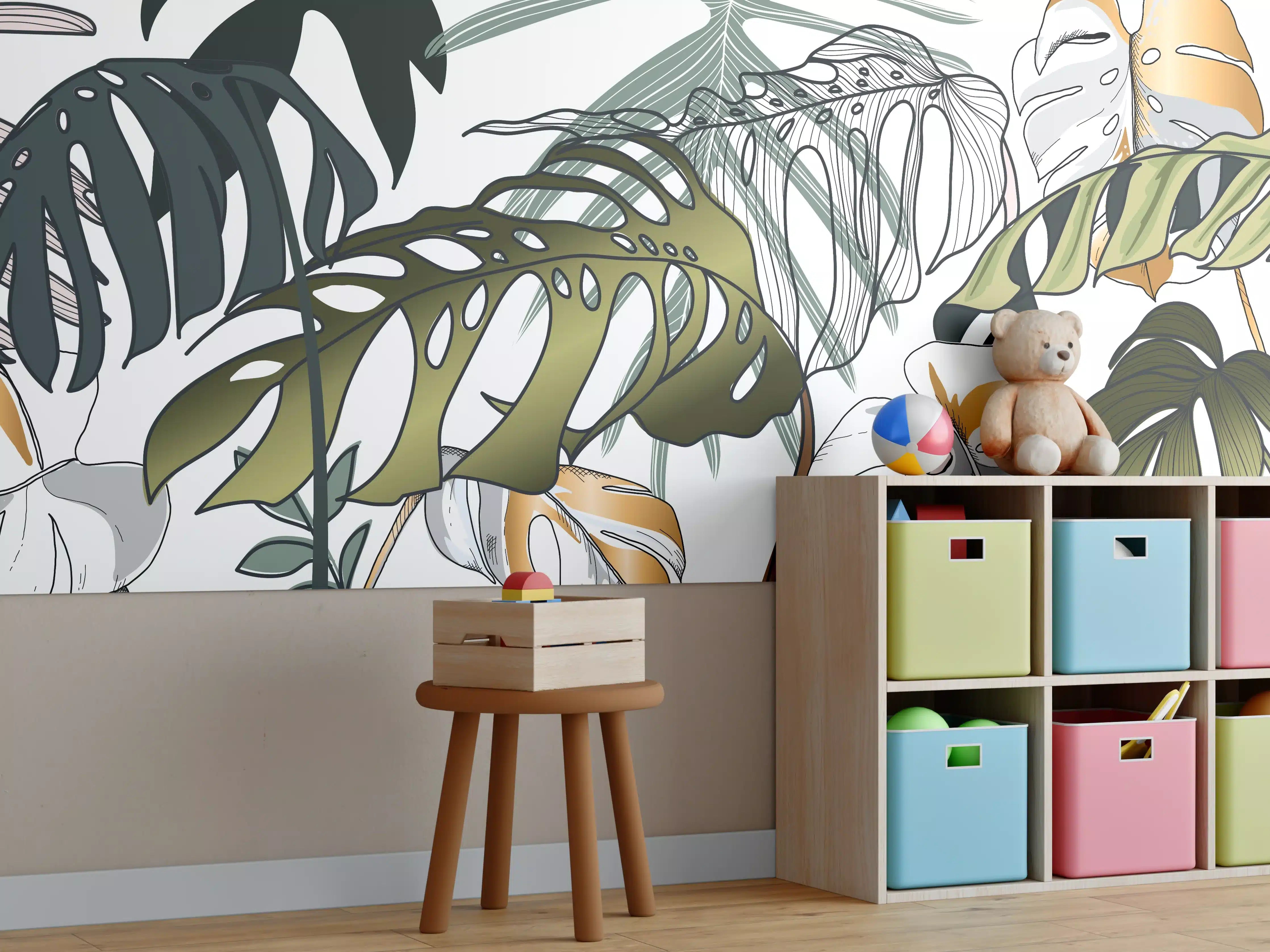 Kinderzimmer Wandgestaltung - Tropische Pflanzen Muster