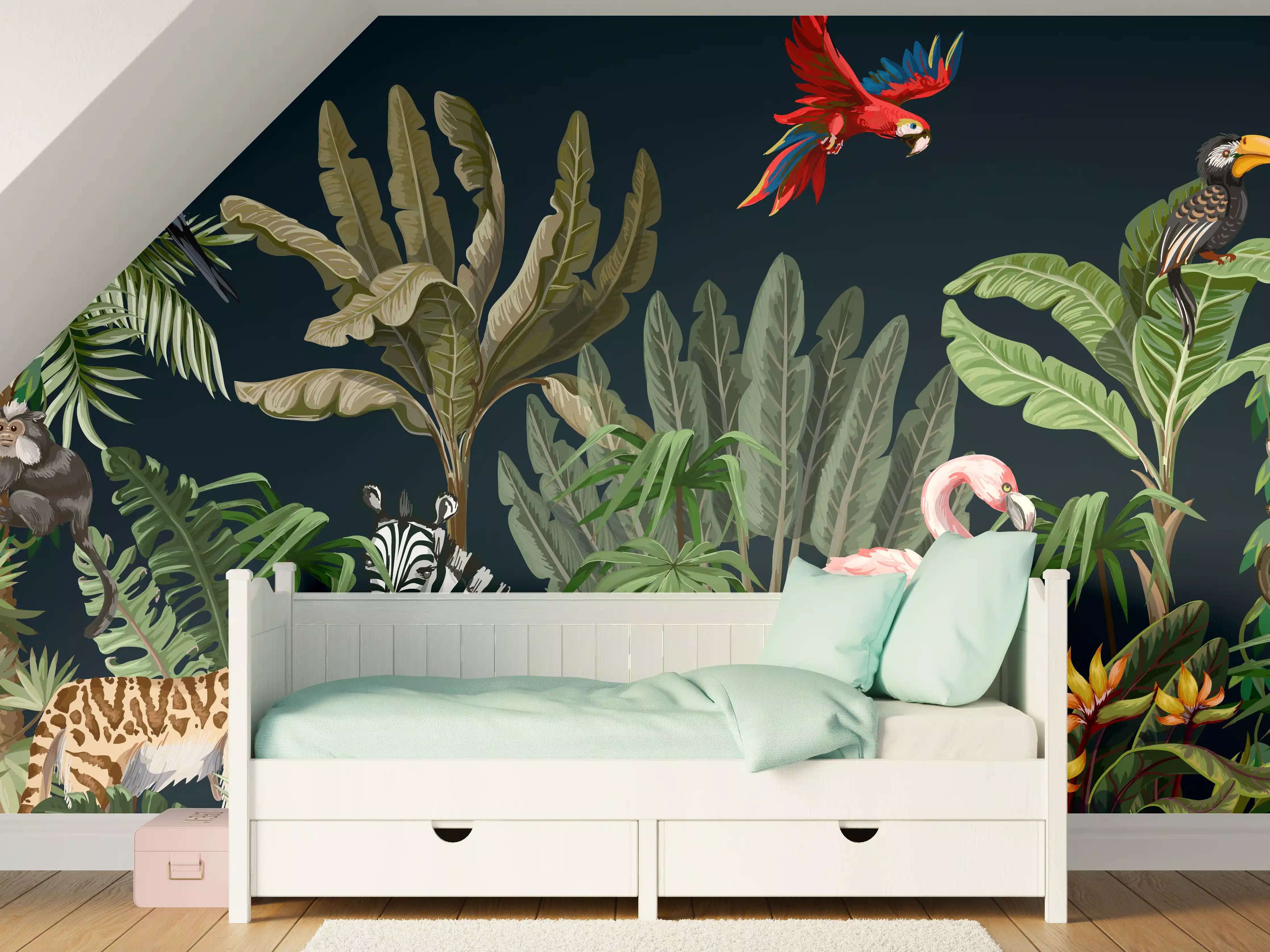 Kinderzimmer Wandgestaltung - Tropische Pflanzen & Tiere