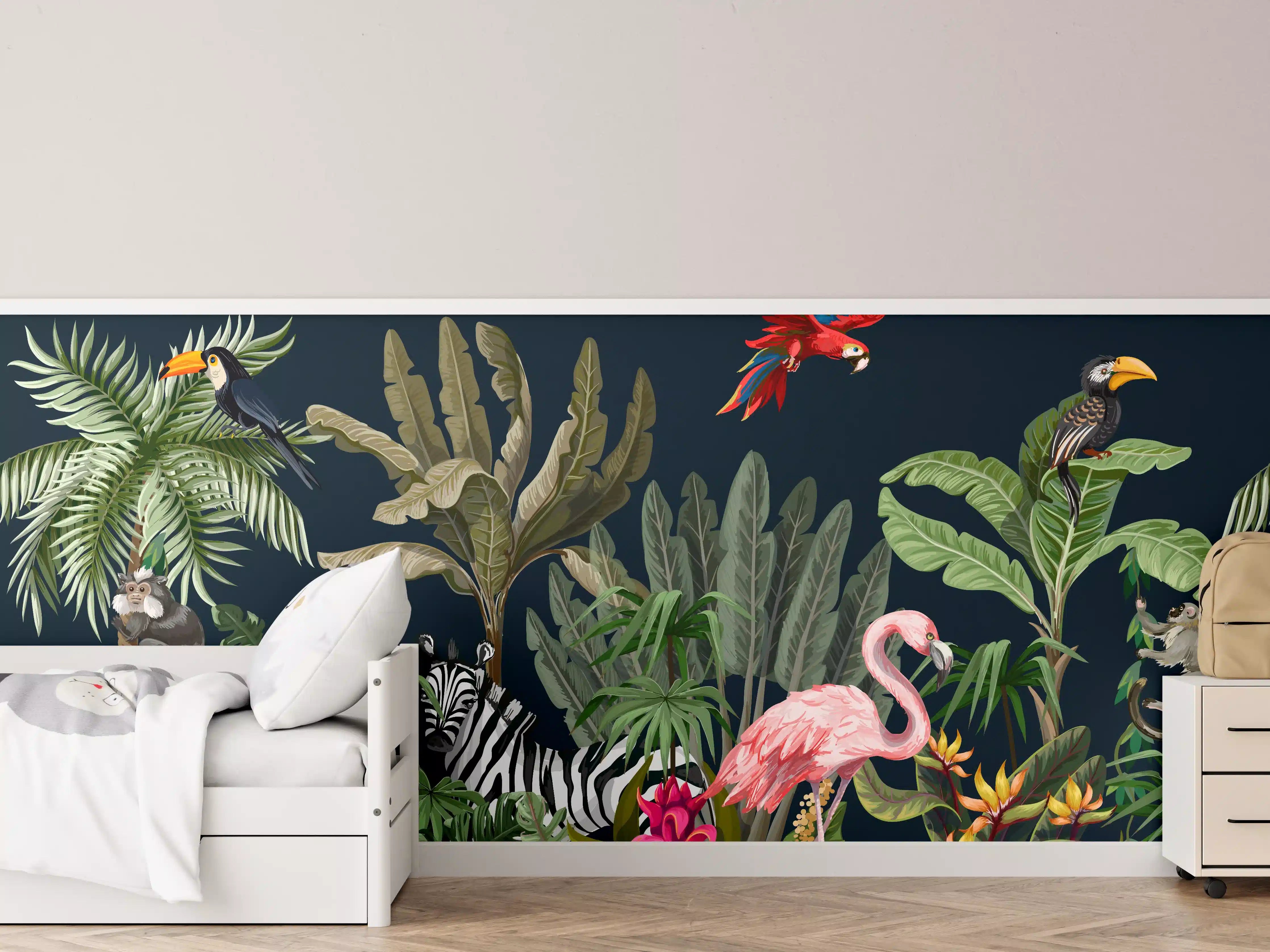 Kinderzimmer Wandgestaltung - Tropische Pflanzen & Tiere