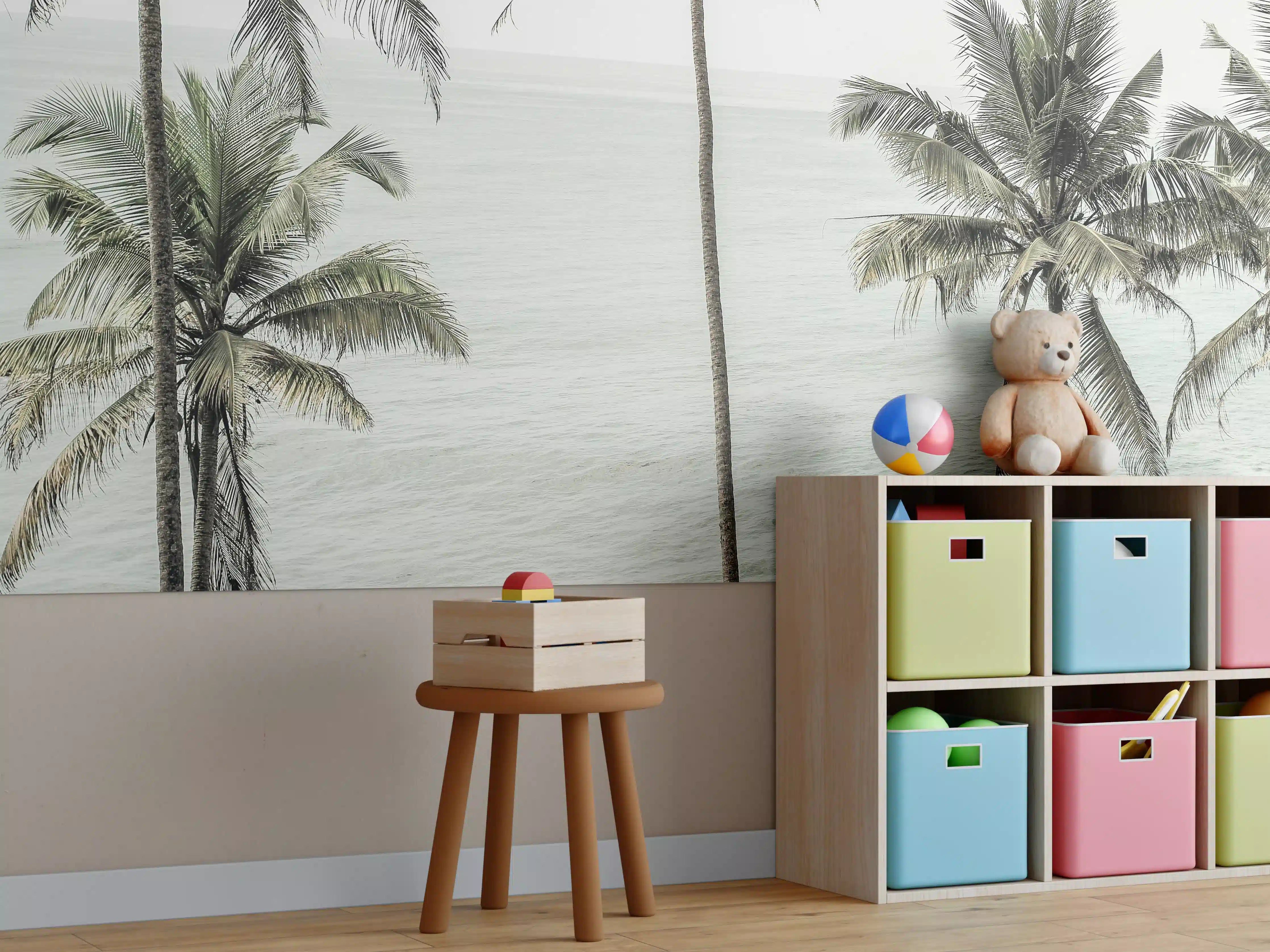 Kinderzimmer Wandgestaltung - Tropische Strand-Palmen Aussicht