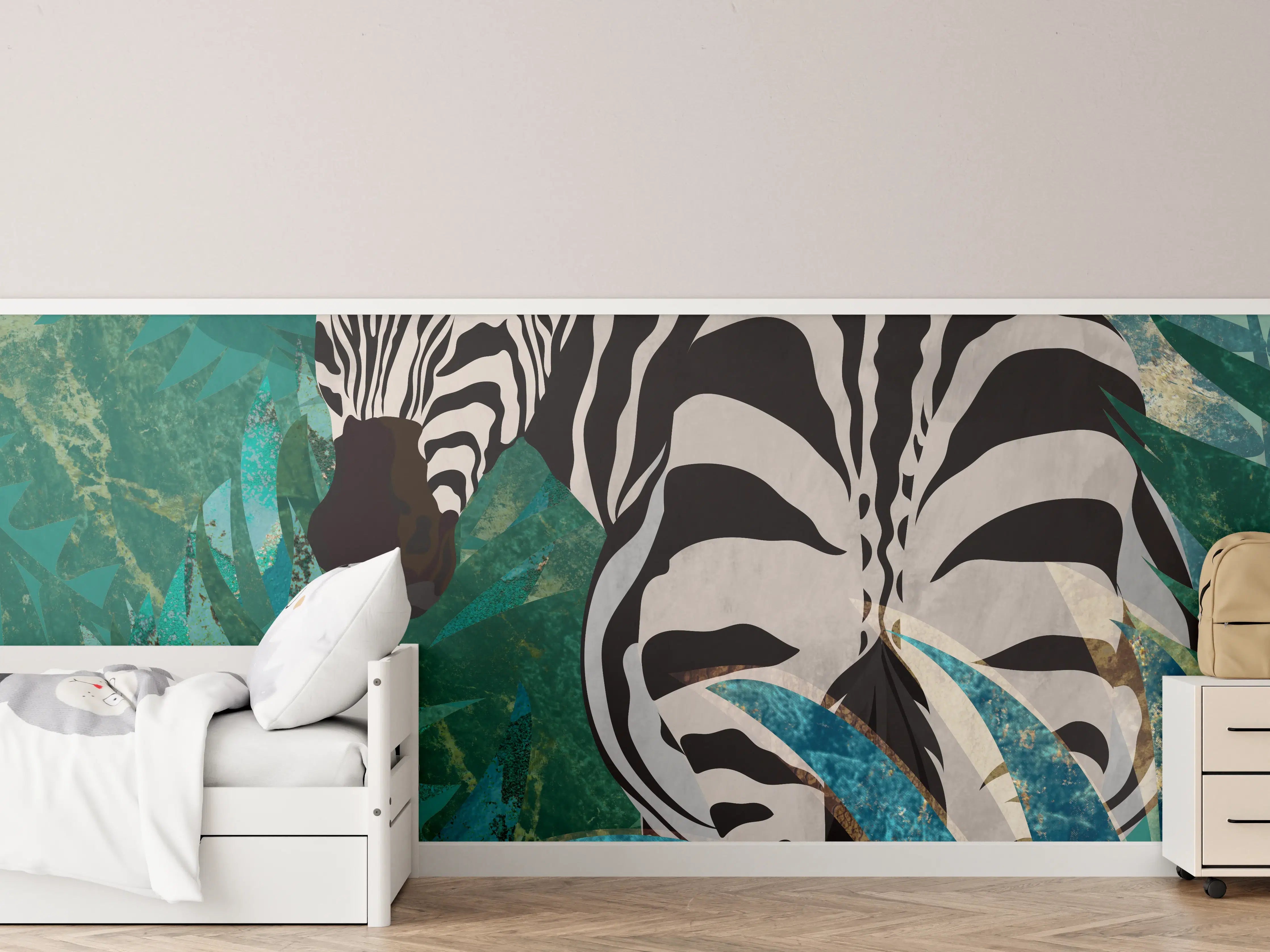Kinderzimmer Wandgestaltung - Tropische Zeichnung - Zebra