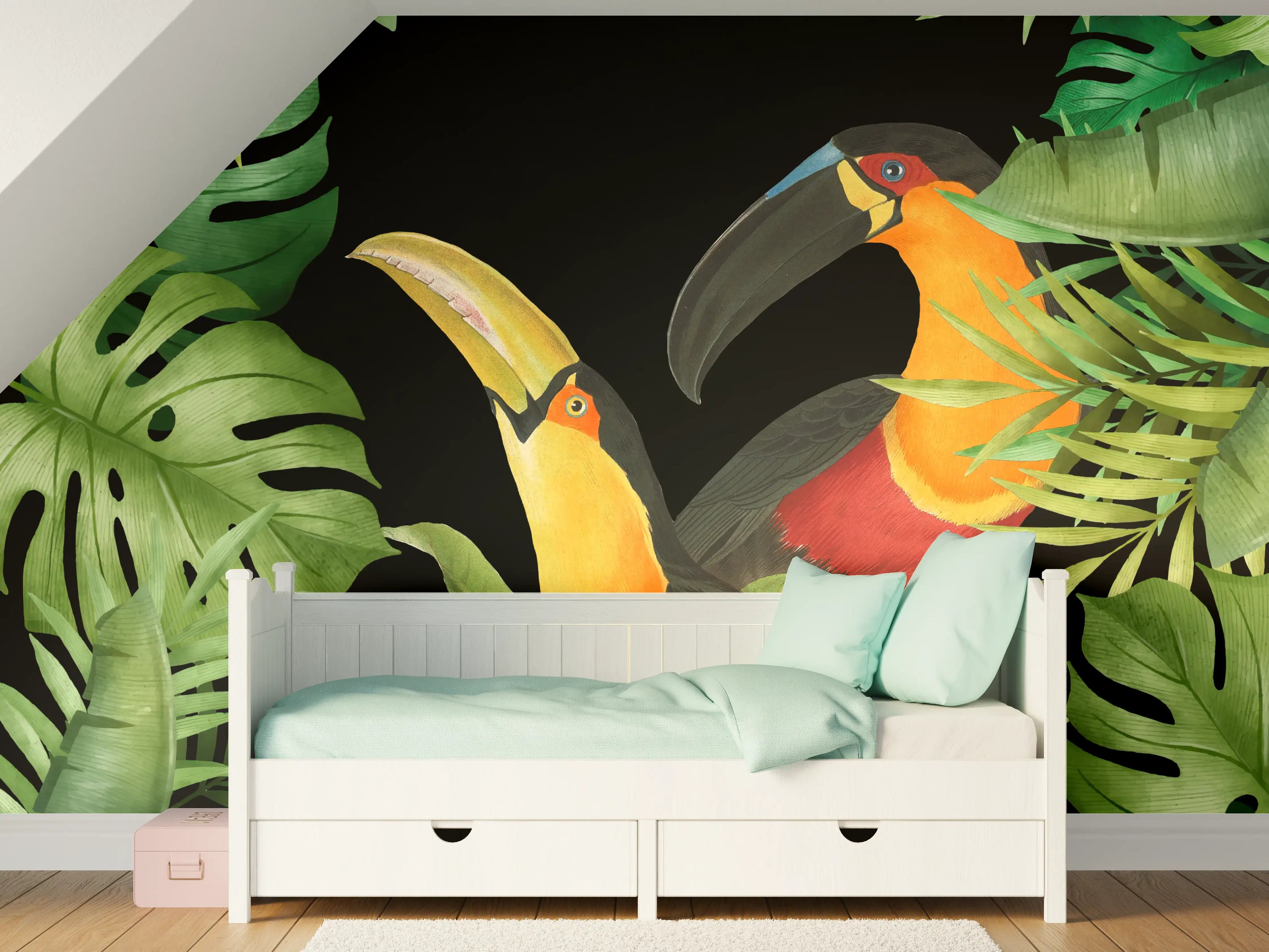 Kinderzimmer Wandgestaltung - Tropischer Dschungel - Tukane