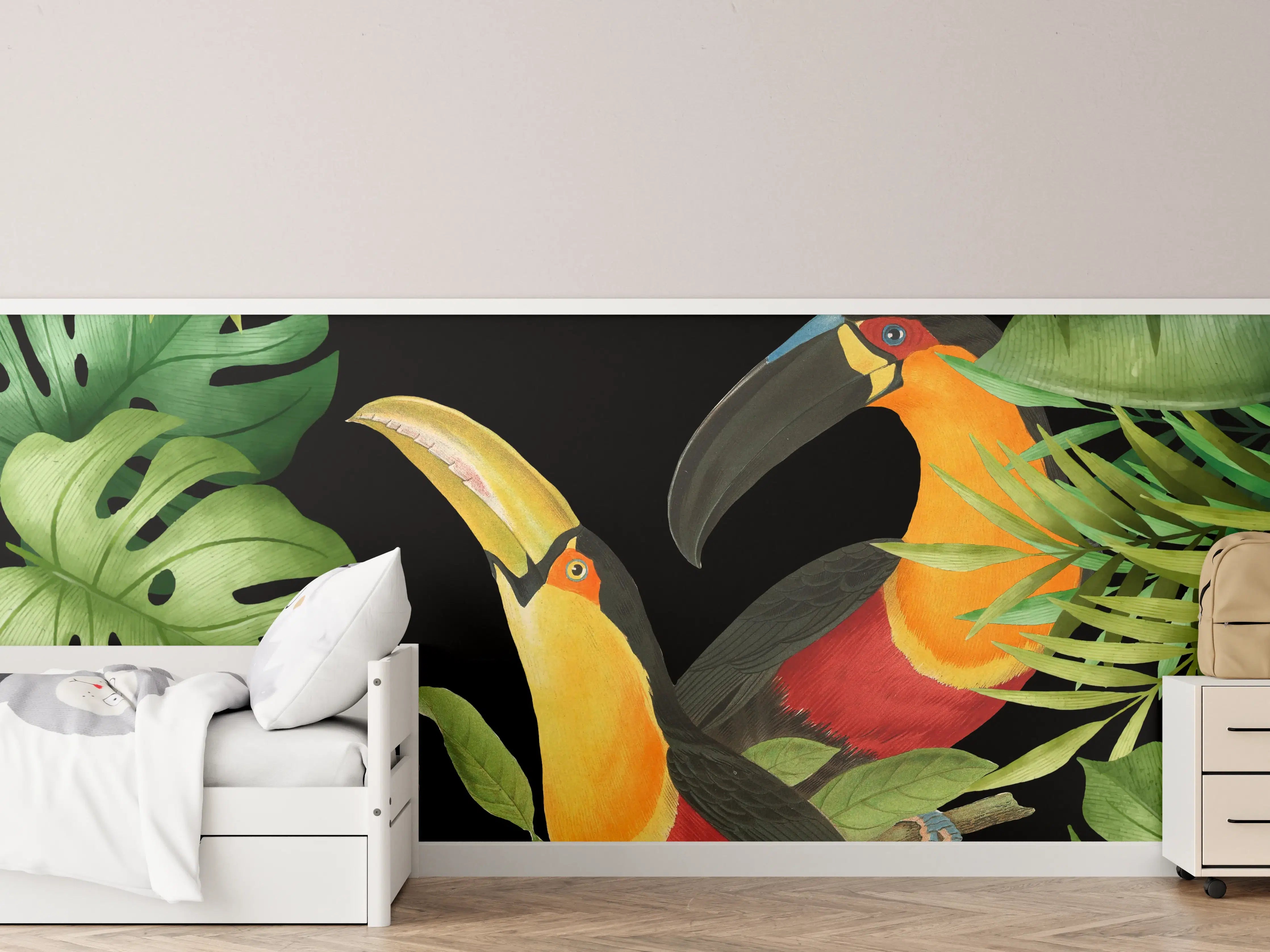 Kinderzimmer Wandgestaltung - Tropischer Dschungel - Tukane