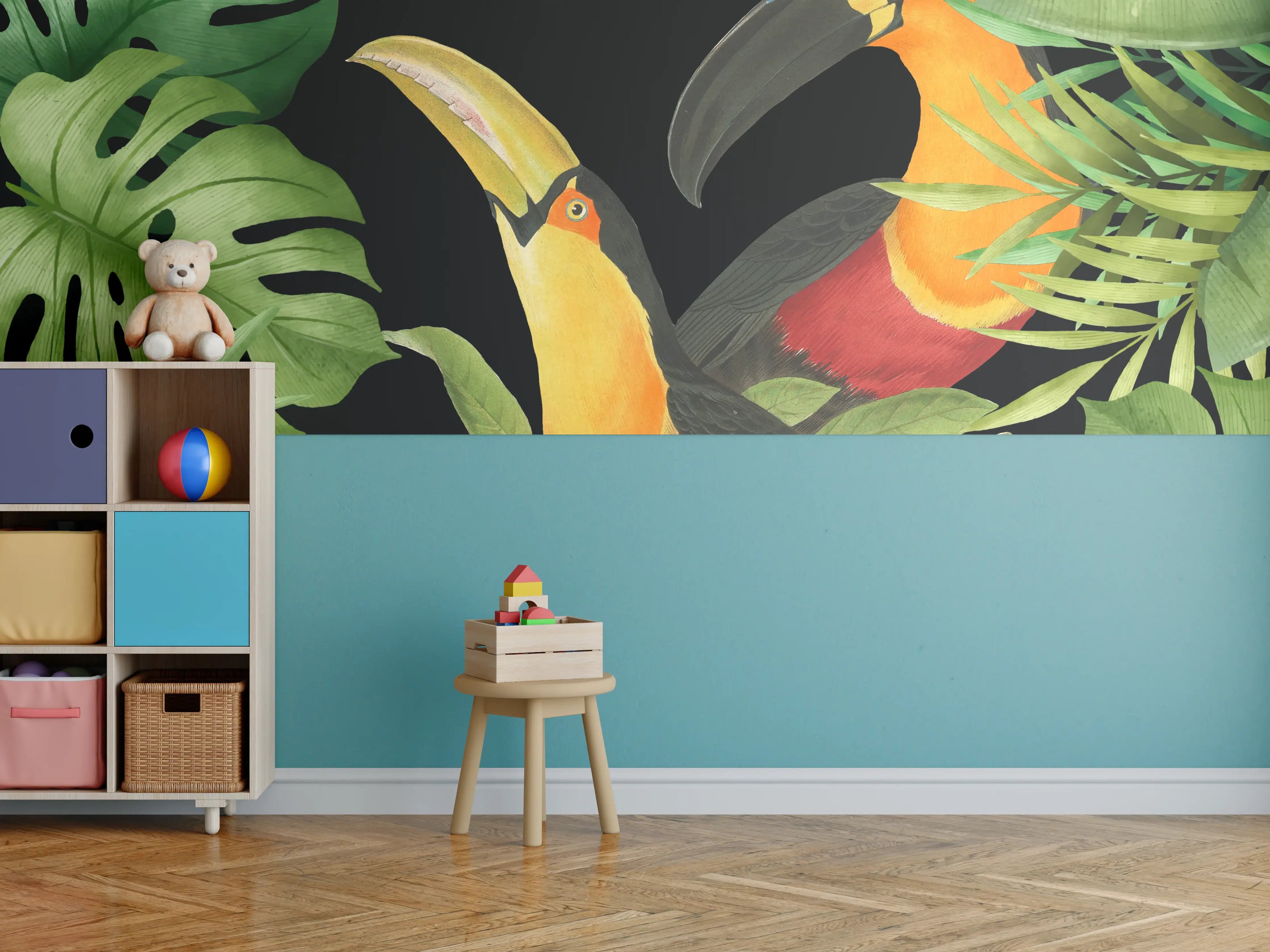 Kinderzimmer Wandgestaltung - Tropischer Dschungel - Tukane