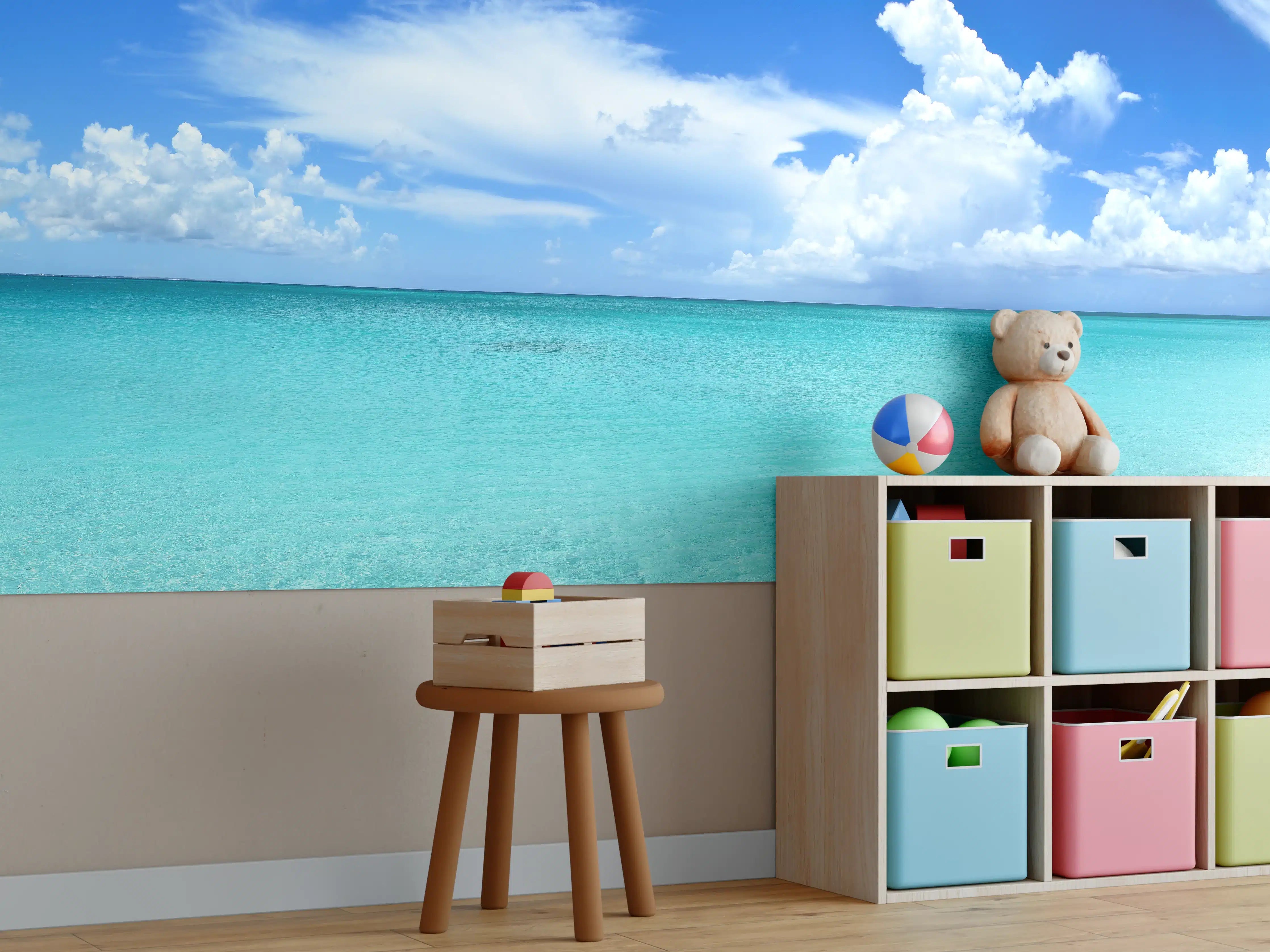 Kinderzimmer Wandgestaltung - Tropischer Strand mit klarem Wasser