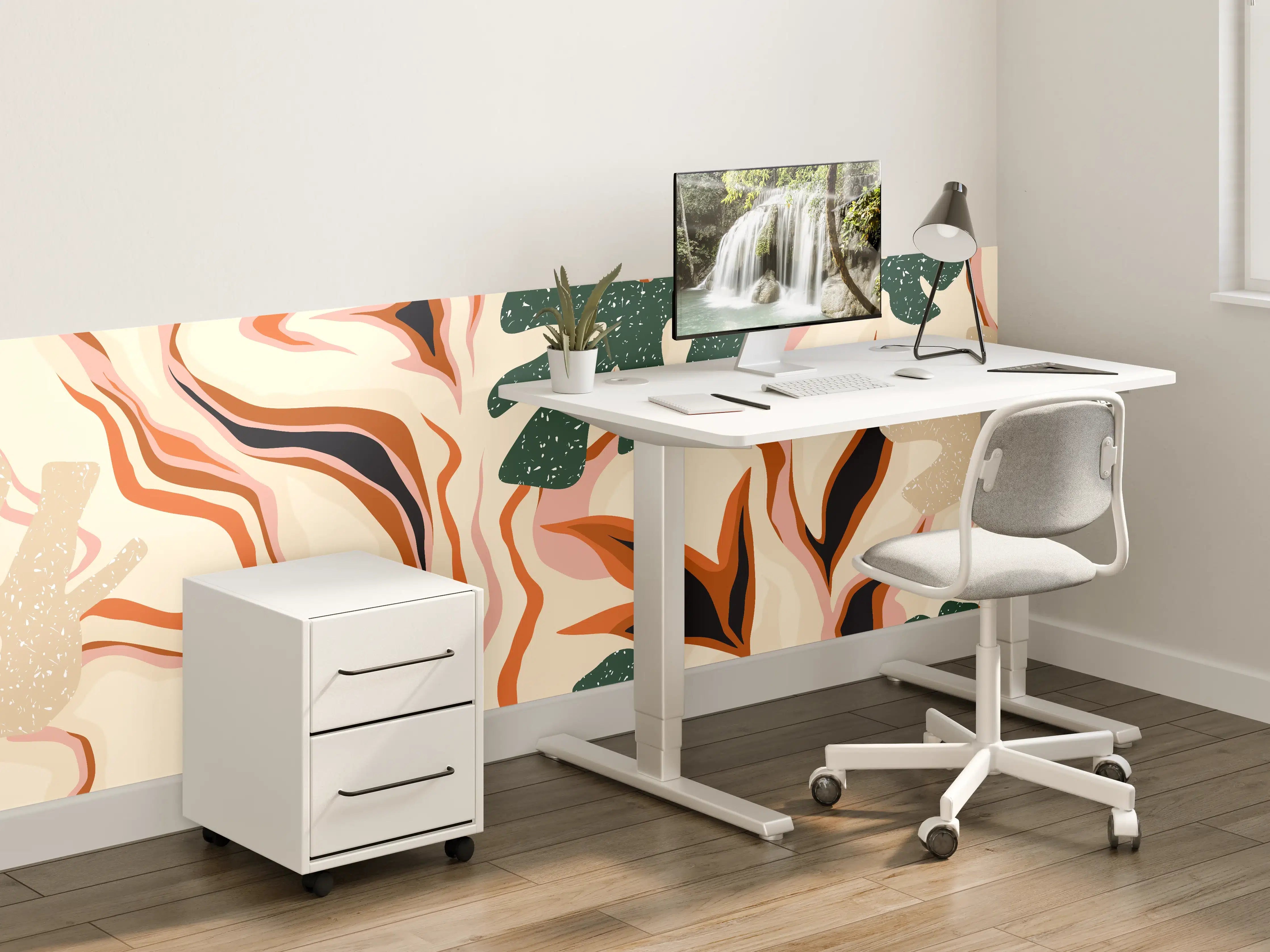 Kinderzimmer Wandgestaltung - Tropischer Vortex Beige-Orange