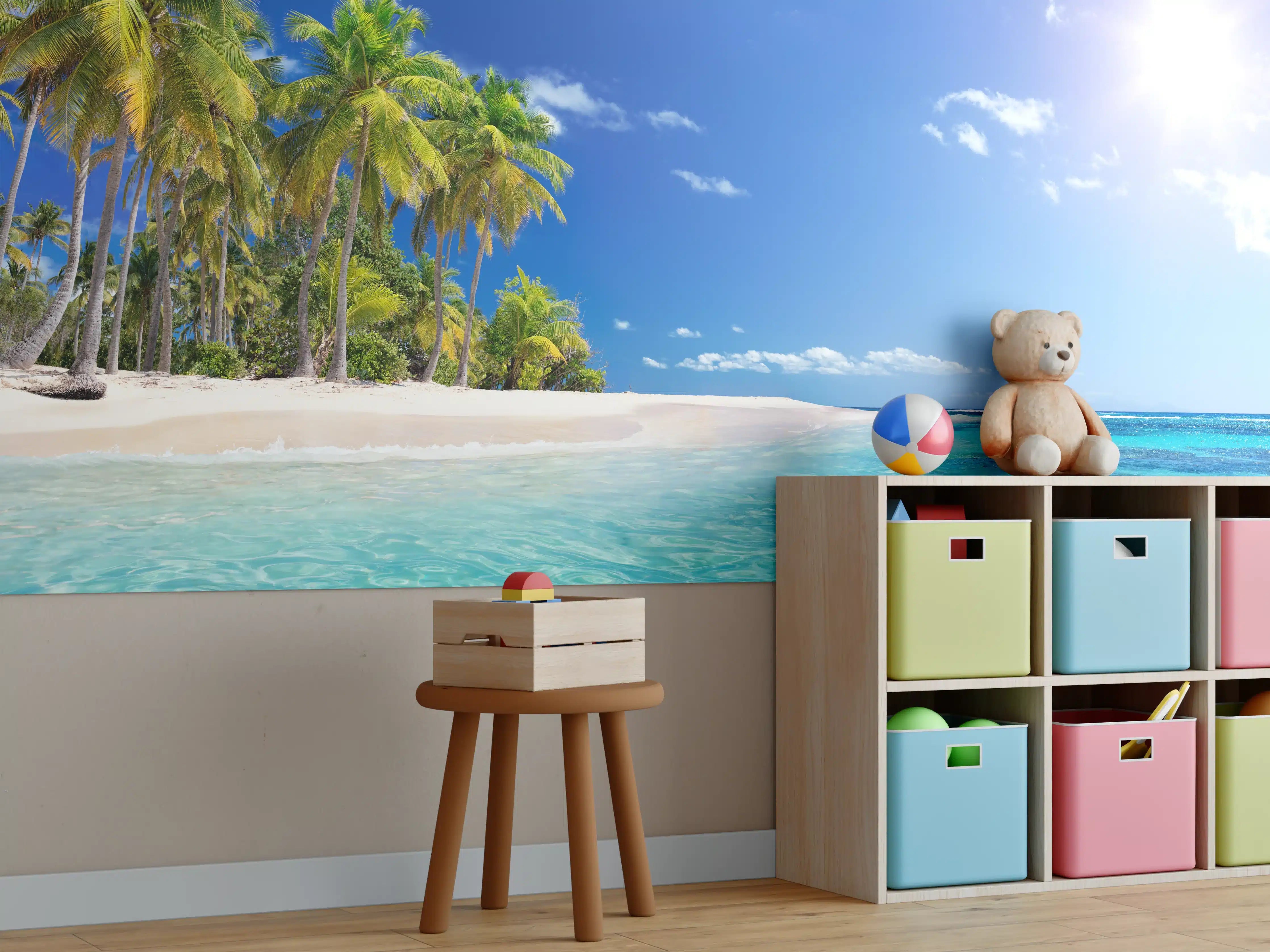 Kinderzimmer Wandgestaltung - Tropisches Paradies: Strahlend blauer Himmel
